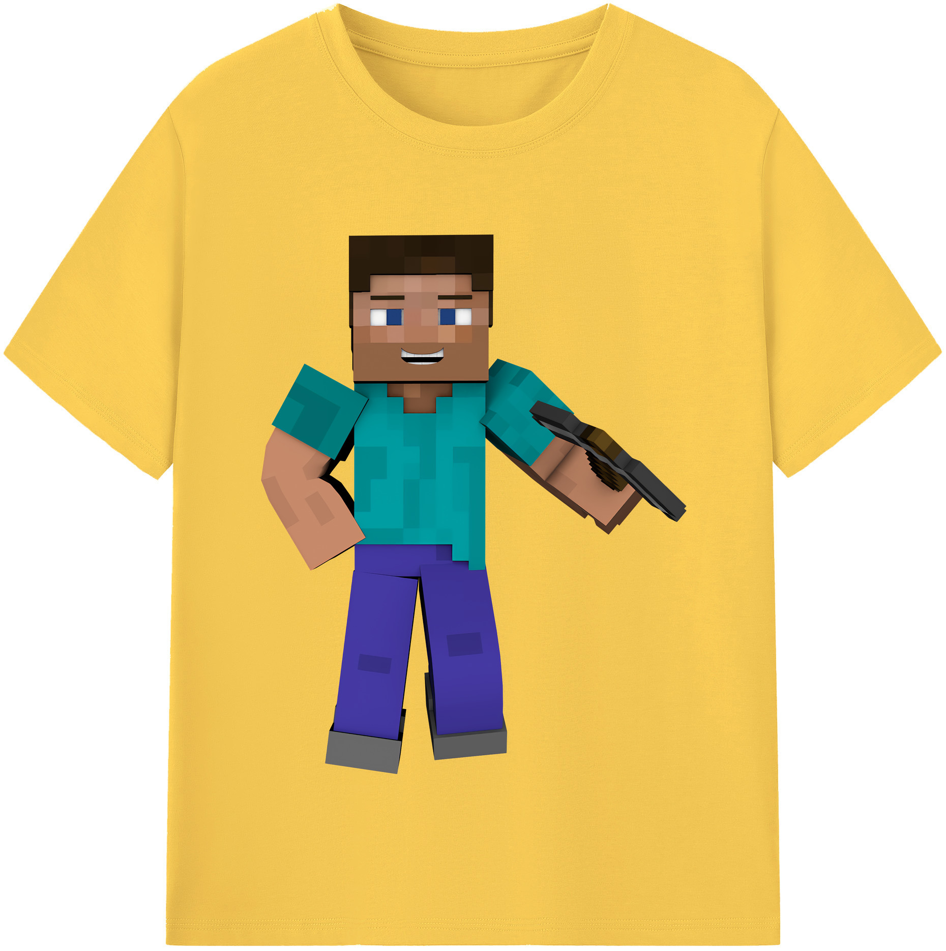 （画像用） マインクラフト ブロックの世界 Minecraft MC Block world 綿100％半袖Tシャツ（フロントプリント）