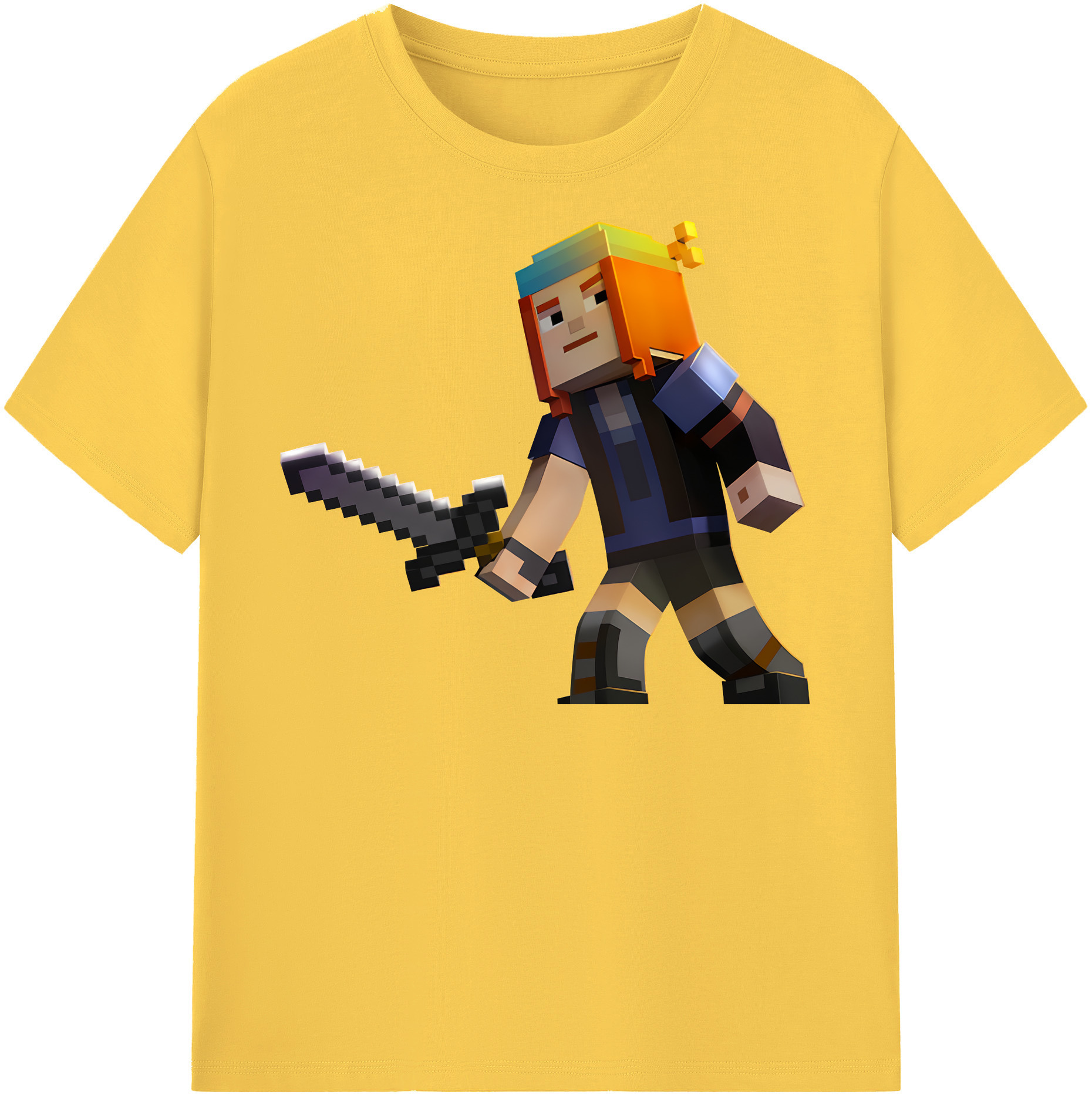 （画像用） マインクラフト ブロックの世界 Minecraft MC Block world 綿100％半袖Tシャツ（フロントプリント）