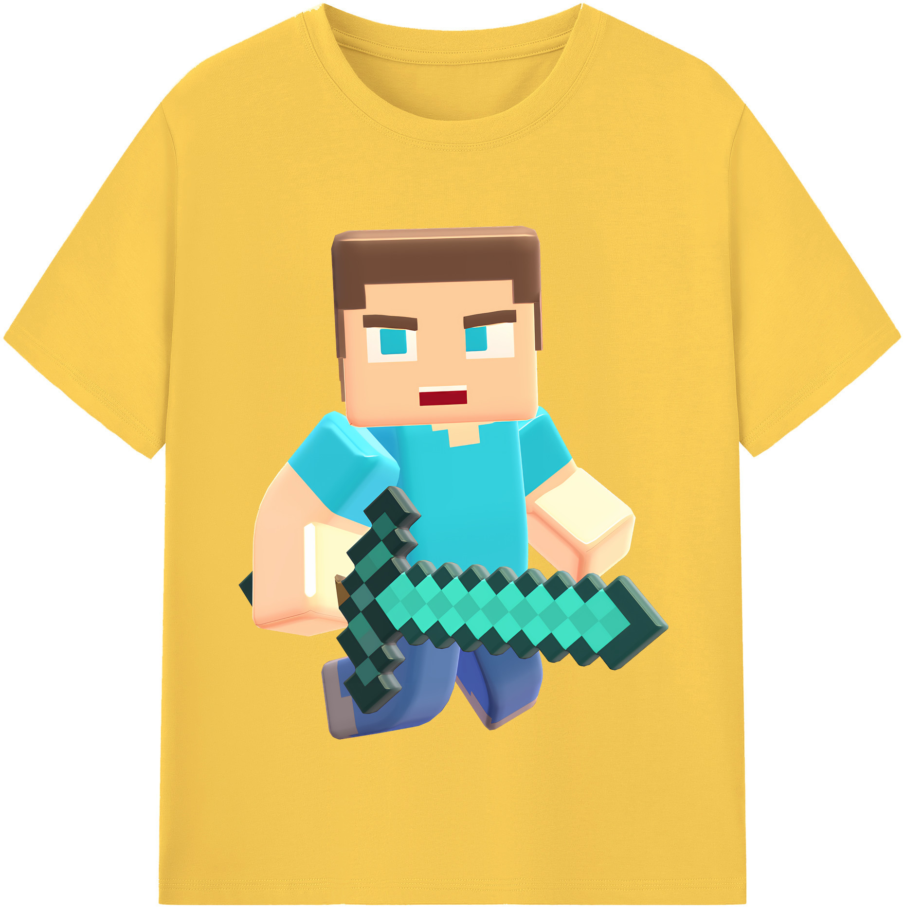 （画像用） マインクラフト ブロックの世界 Minecraft MC Block world 綿100％半袖Tシャツ（フロントプリント）