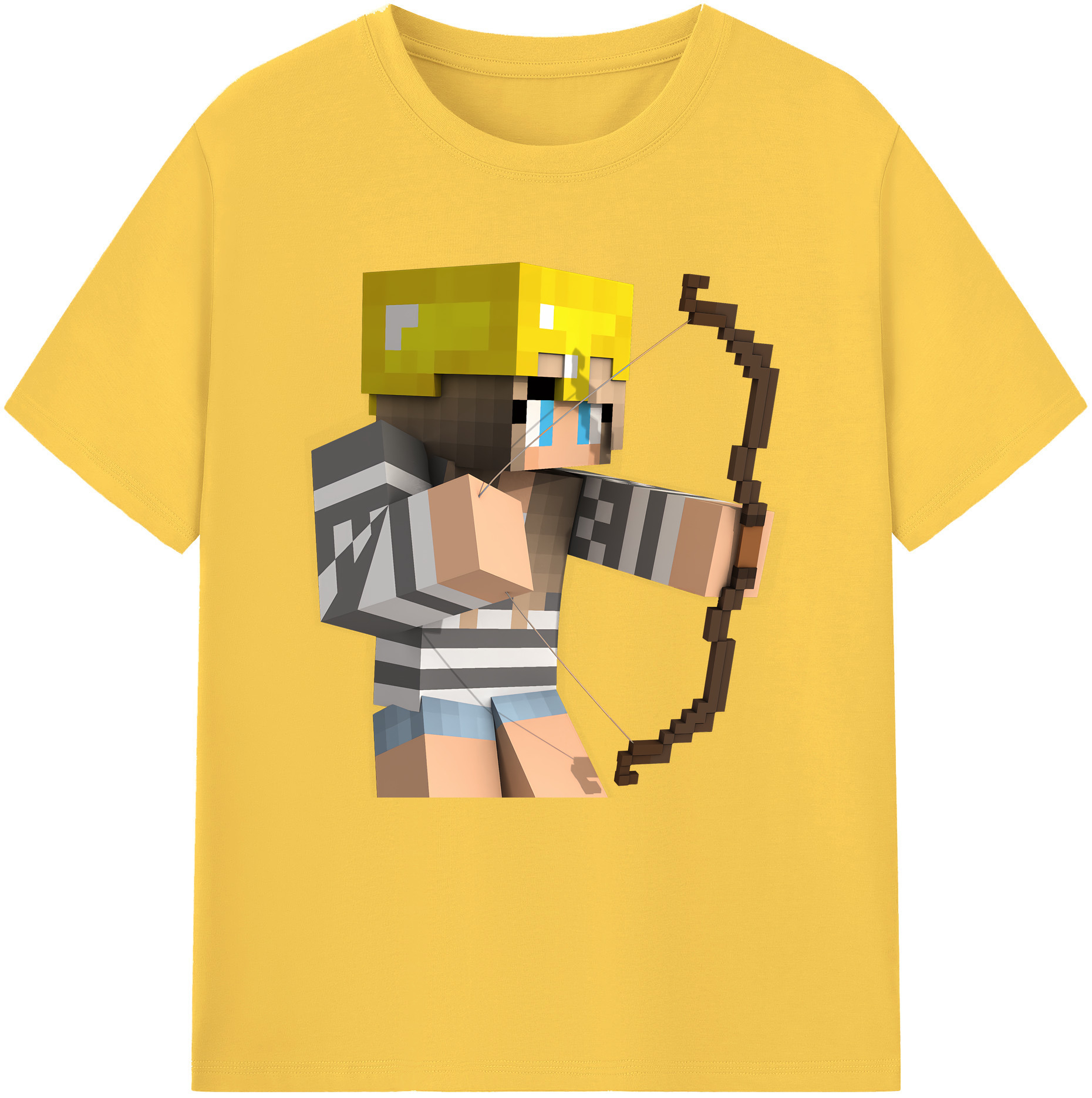（画像用） マインクラフト ブロックの世界 Minecraft MC Block world 綿100％半袖Tシャツ（フロントプリント）