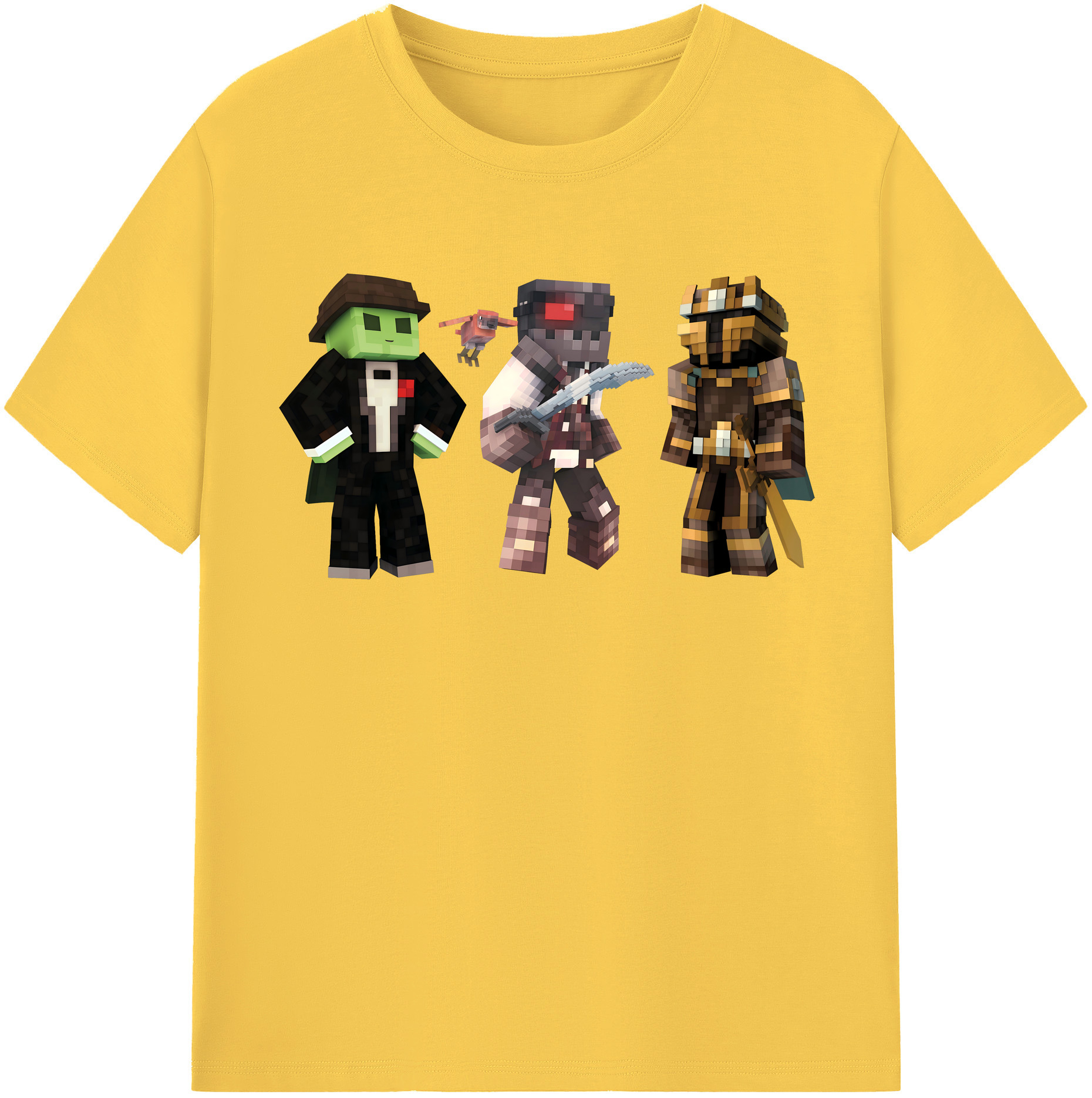 （画像用） マインクラフト ブロックの世界 Minecraft MC Block world 綿100％半袖Tシャツ（フロントプリント）