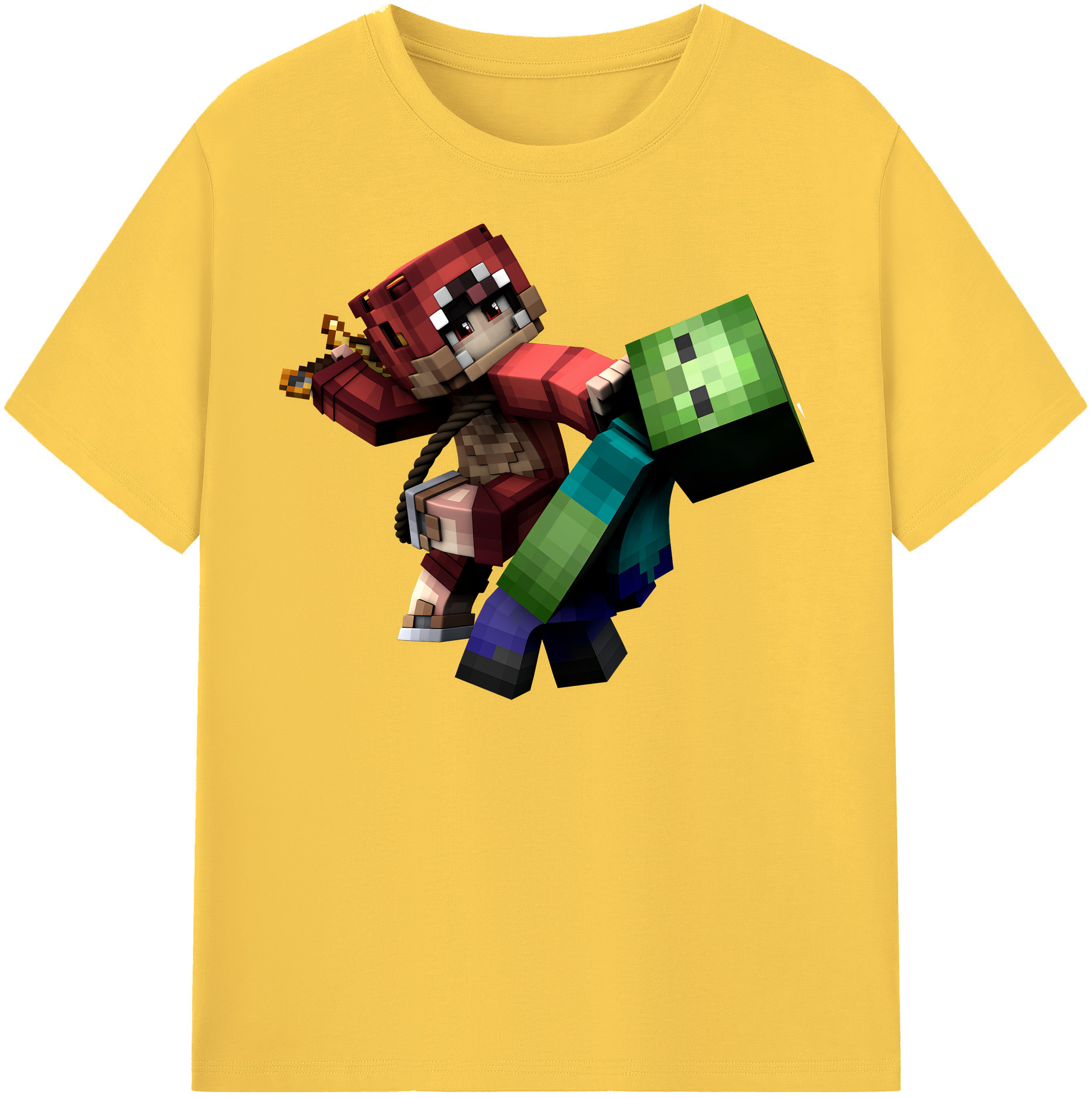 （画像用） マインクラフト ブロックの世界 Minecraft MC Block world 綿100％半袖Tシャツ（フロントプリント）