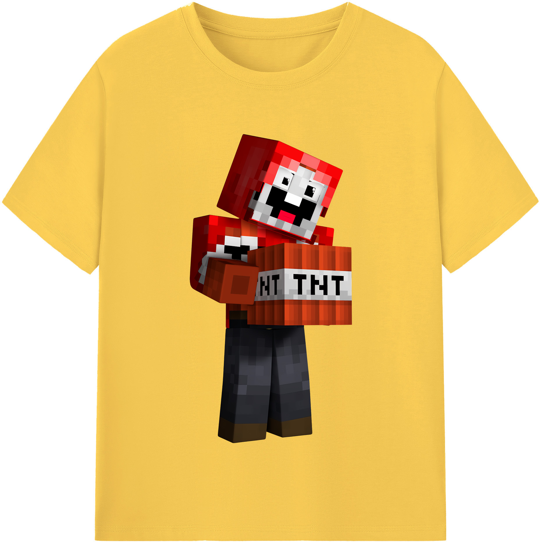 （画像用） マインクラフト ブロックの世界 Minecraft MC Block world 綿100％半袖Tシャツ（フロントプリント）