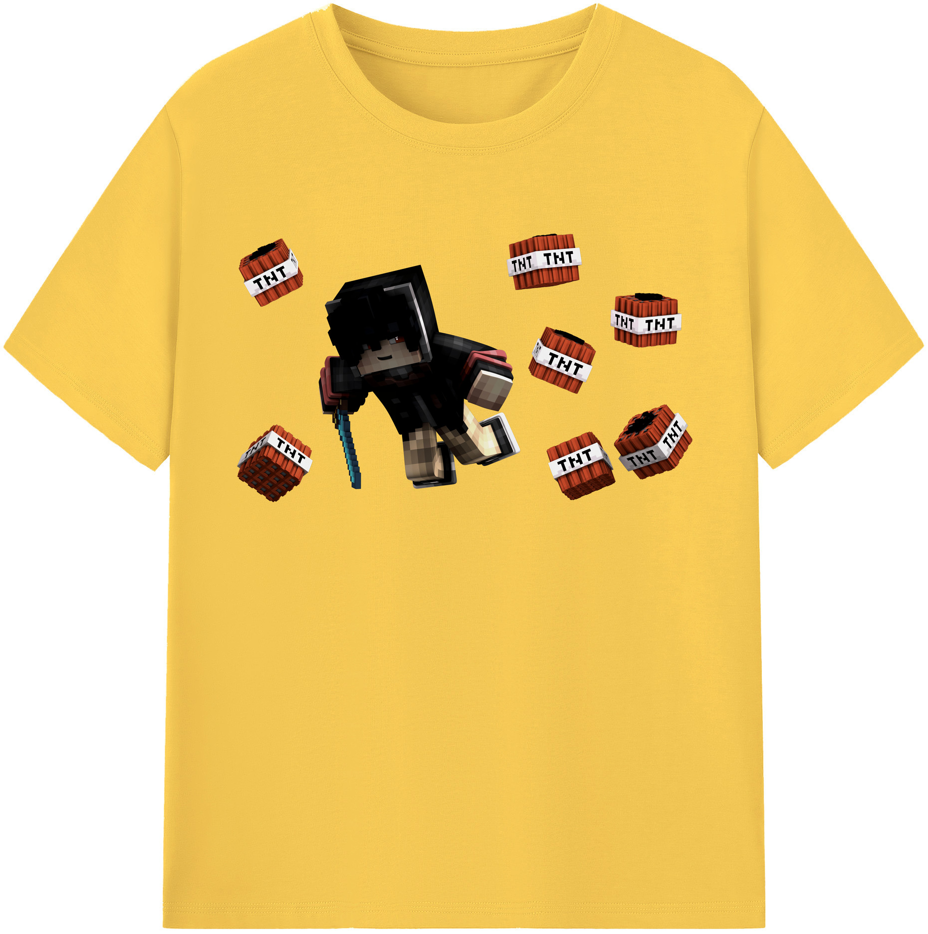（画像用） マインクラフト ブロックの世界 Minecraft MC Block world 綿100％半袖Tシャツ（フロントプリント）