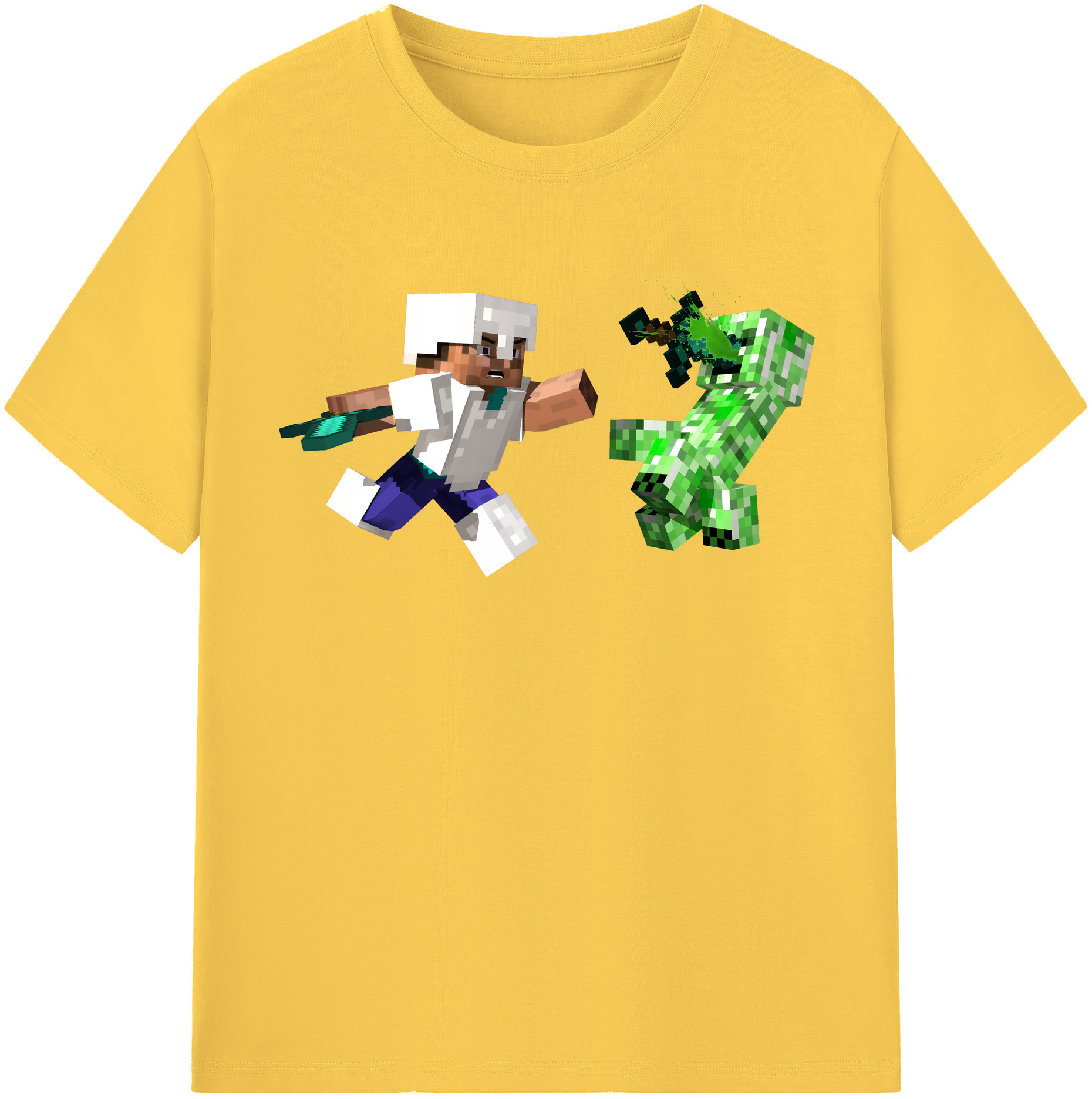 （画像用） マインクラフト ブロックの世界 Minecraft MC Block world 綿100％半袖Tシャツ（フロントプリント）