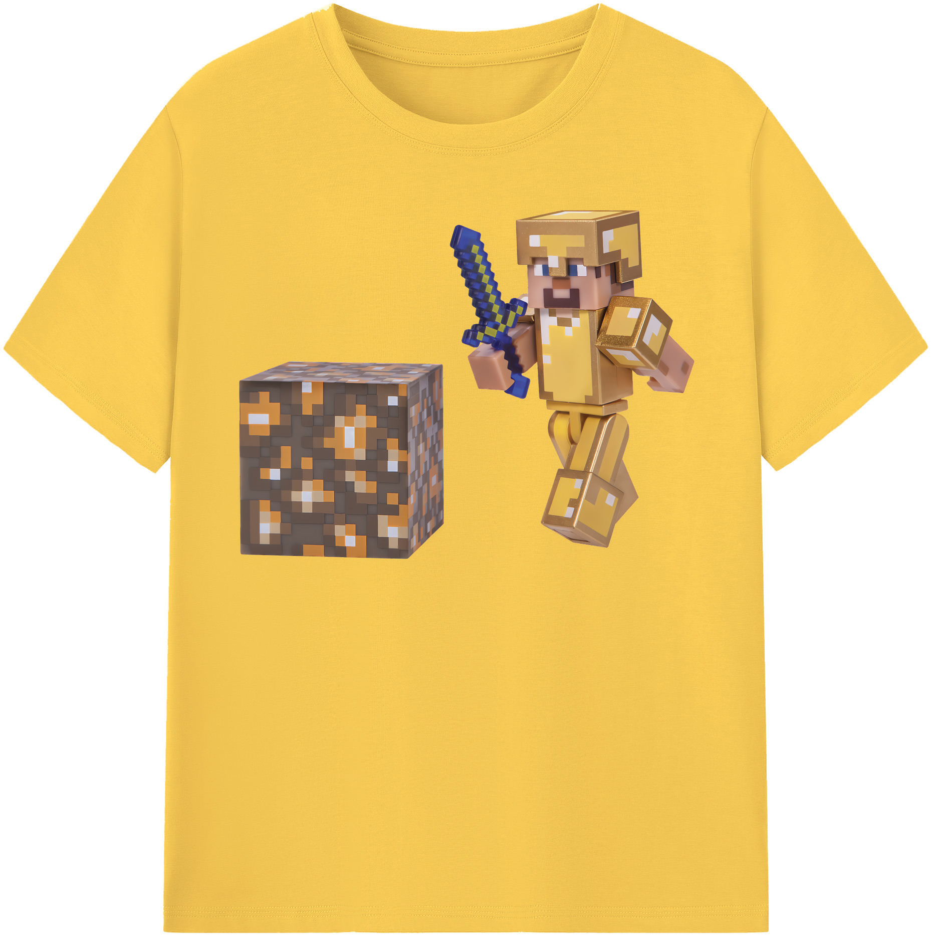 （画像用） マインクラフト ブロックの世界 Minecraft MC Block world 綿100％半袖Tシャツ（フロントプリント）