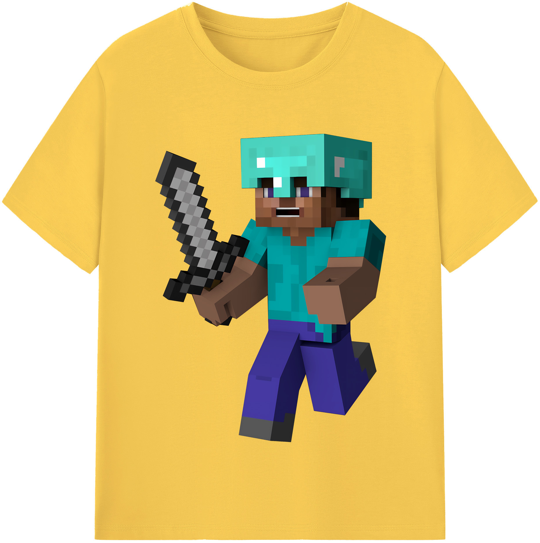 （画像用） マインクラフト ブロックの世界 Minecraft MC Block world 綿100％半袖Tシャツ（フロントプリント）