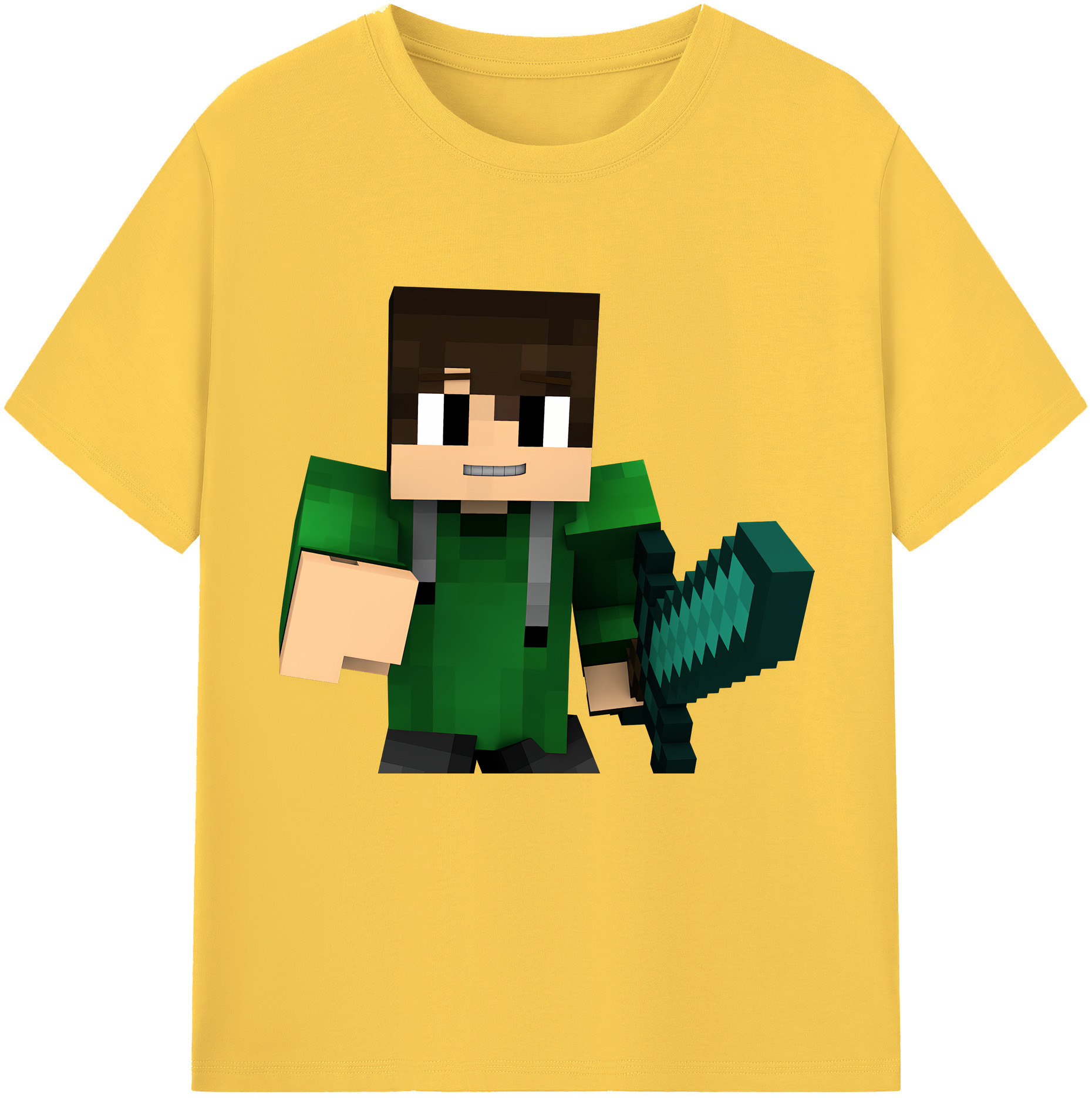 （画像用） マインクラフト ブロックの世界 Minecraft MC Block world 綿100％半袖Tシャツ（フロントプリント）