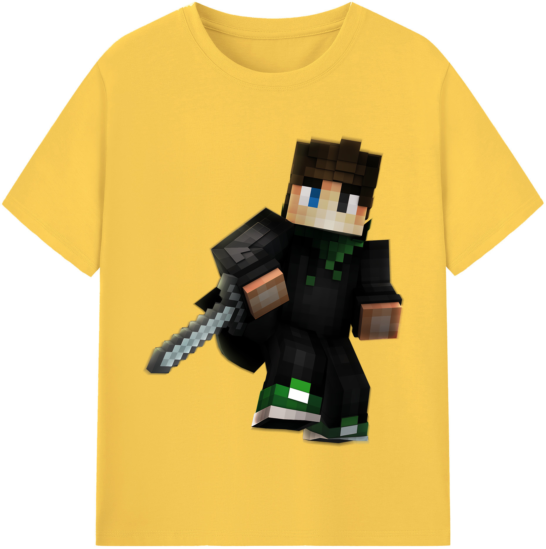 （画像用） マインクラフト ブロックの世界 Minecraft MC Block world 綿100％半袖Tシャツ（フロントプリント）
