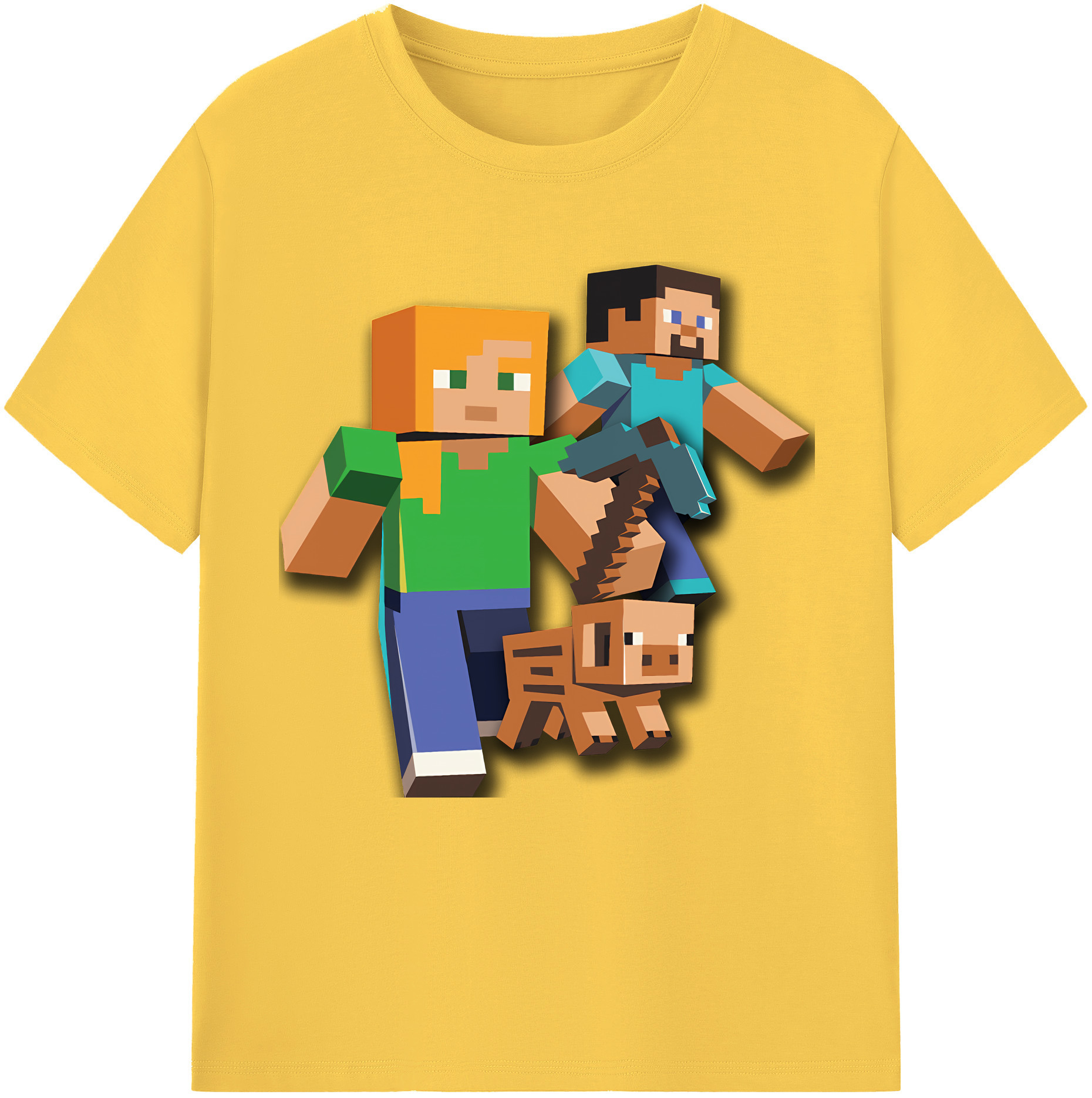 （画像用） マインクラフト ブロックの世界 Minecraft MC Block world 綿100％半袖Tシャツ（フロントプリント）