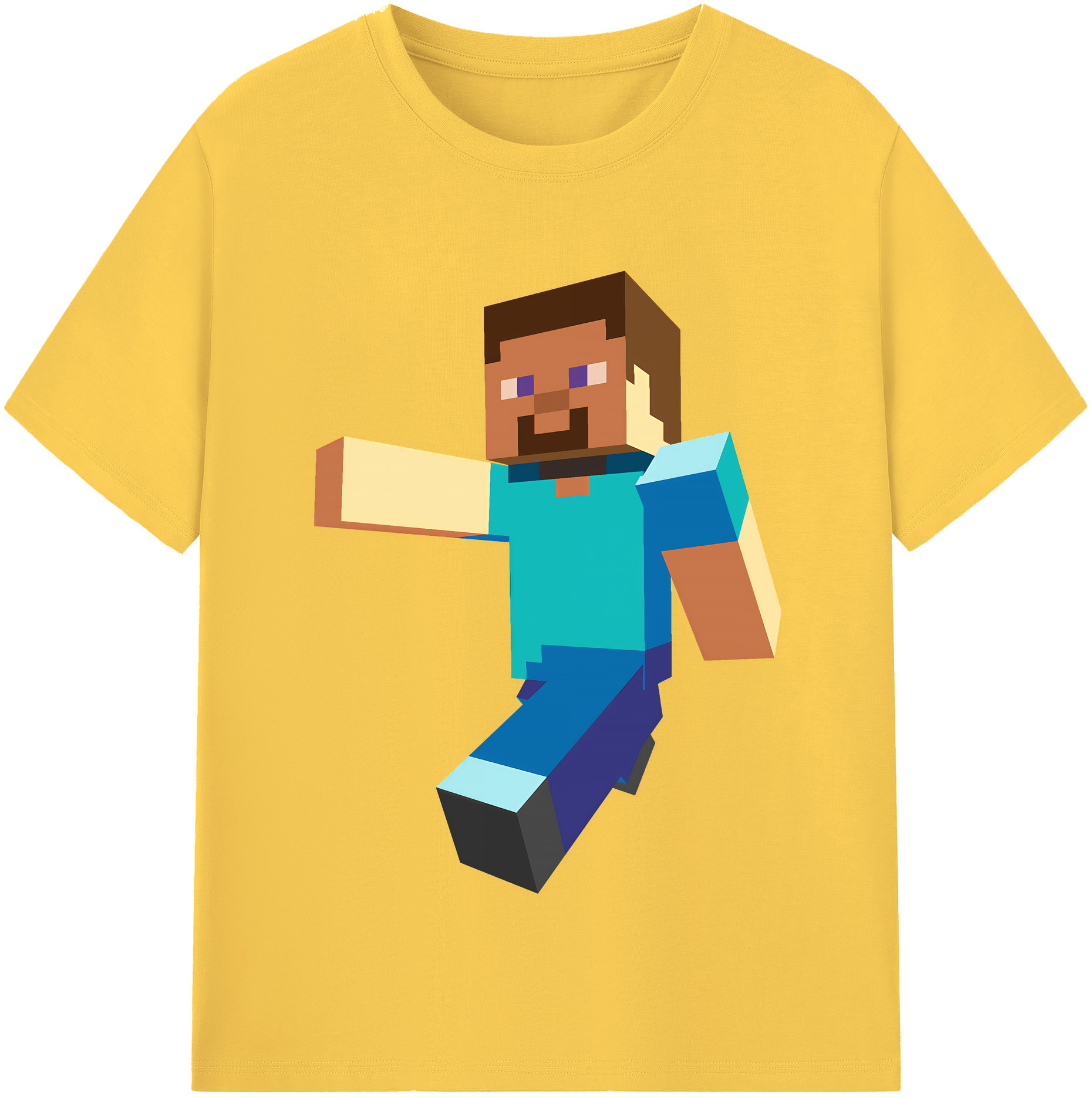 （画像用） マインクラフト ブロックの世界 Minecraft MC Block world 綿100％半袖Tシャツ（フロントプリント）