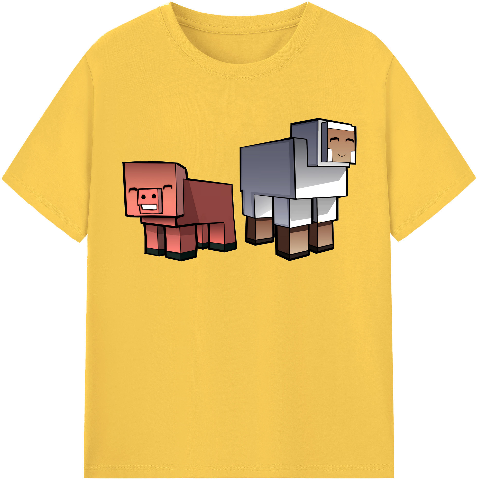 （画像用） マインクラフト ブロックの世界 Minecraft MC Block world 綿100％半袖Tシャツ（フロントプリント）