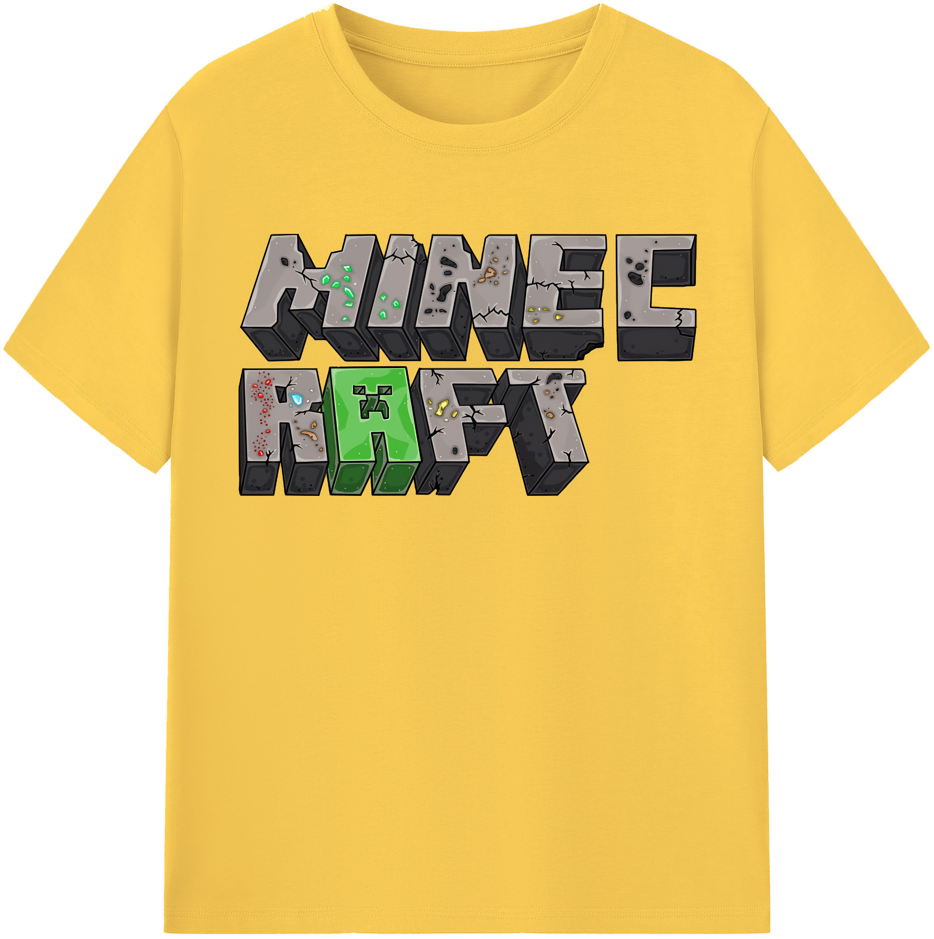 （画像用） マインクラフト ブロックの世界 Minecraft MC Block world 綿100％半袖Tシャツ（フロントプリント）