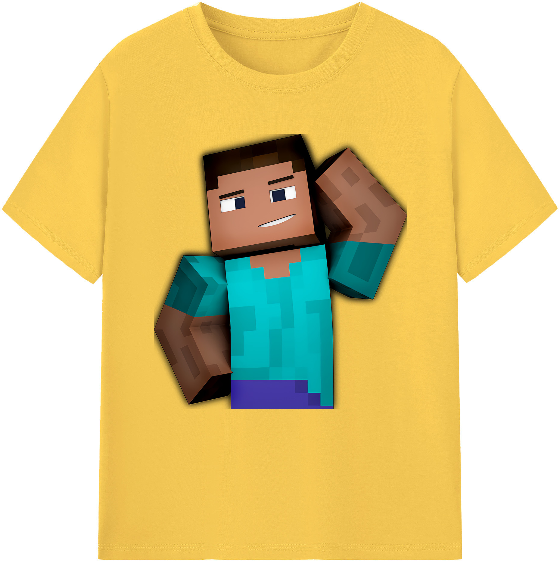 （画像用） マインクラフト ブロックの世界 Minecraft MC Block world 綿100％半袖Tシャツ（フロントプリント）