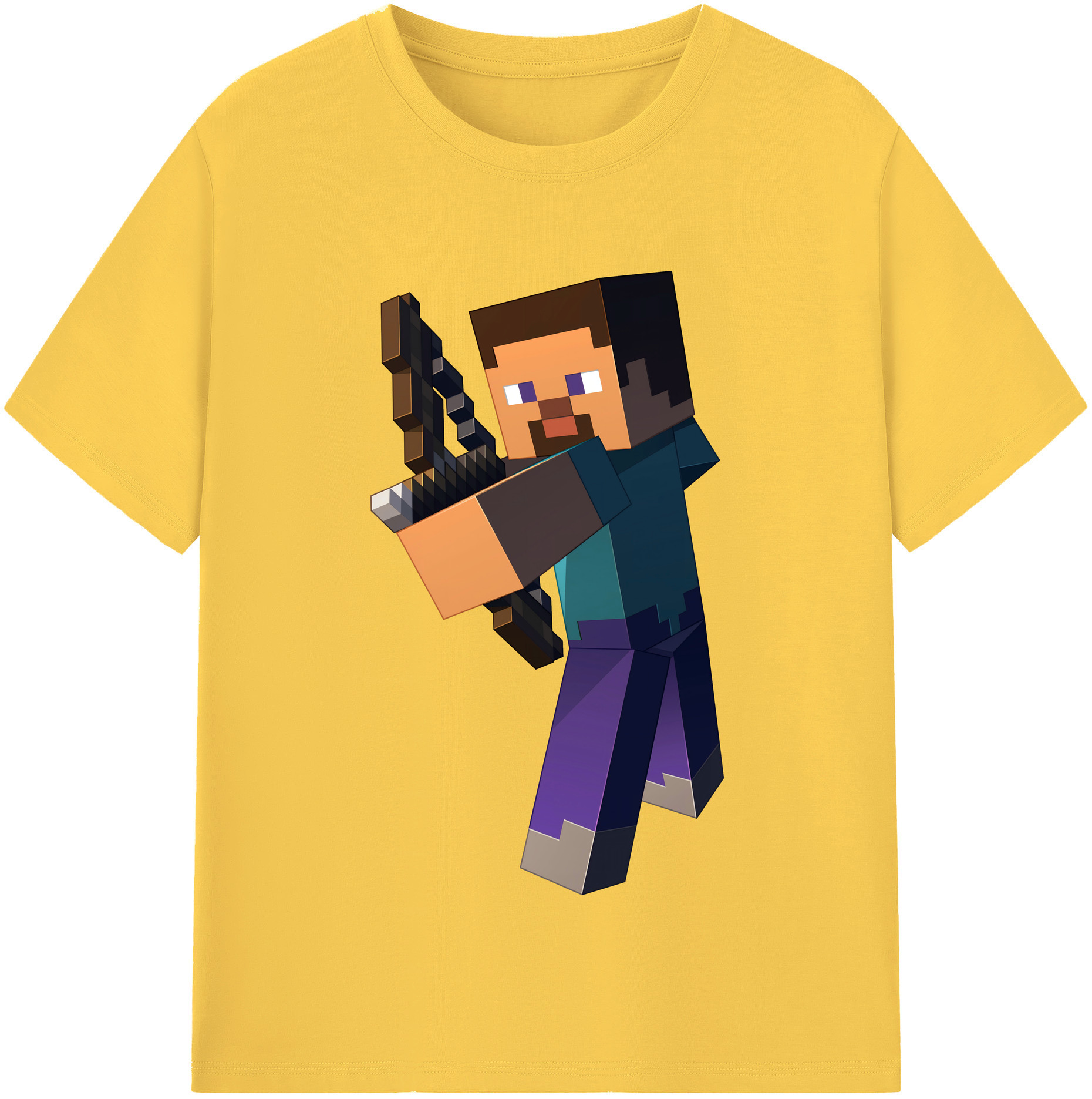 （画像用） マインクラフト ブロックの世界 Minecraft MC Block world 綿100％半袖Tシャツ（フロントプリント）