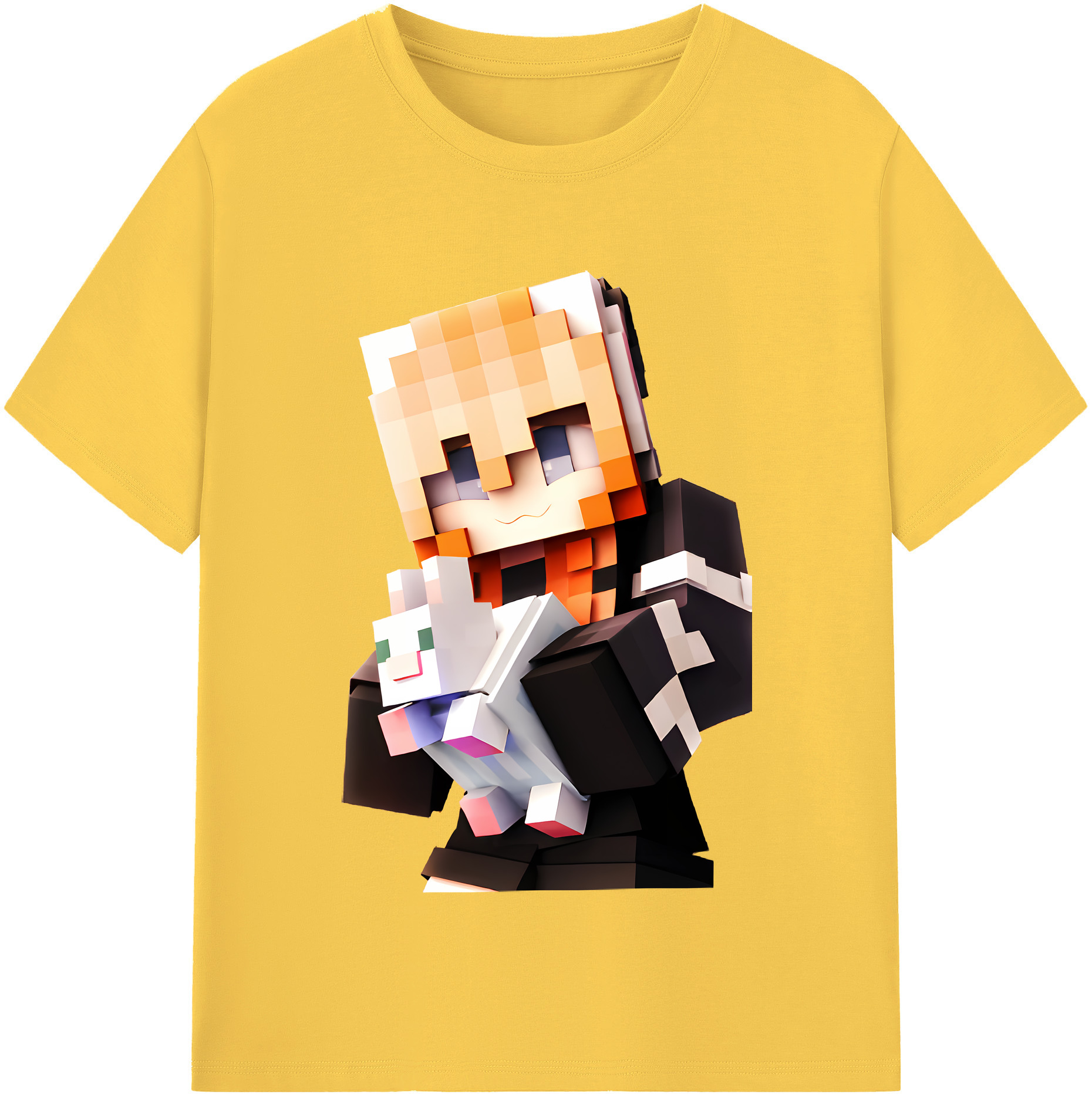 （画像用） マインクラフト ブロックの世界 Minecraft MC Block world 綿100％半袖Tシャツ（フロントプリント）