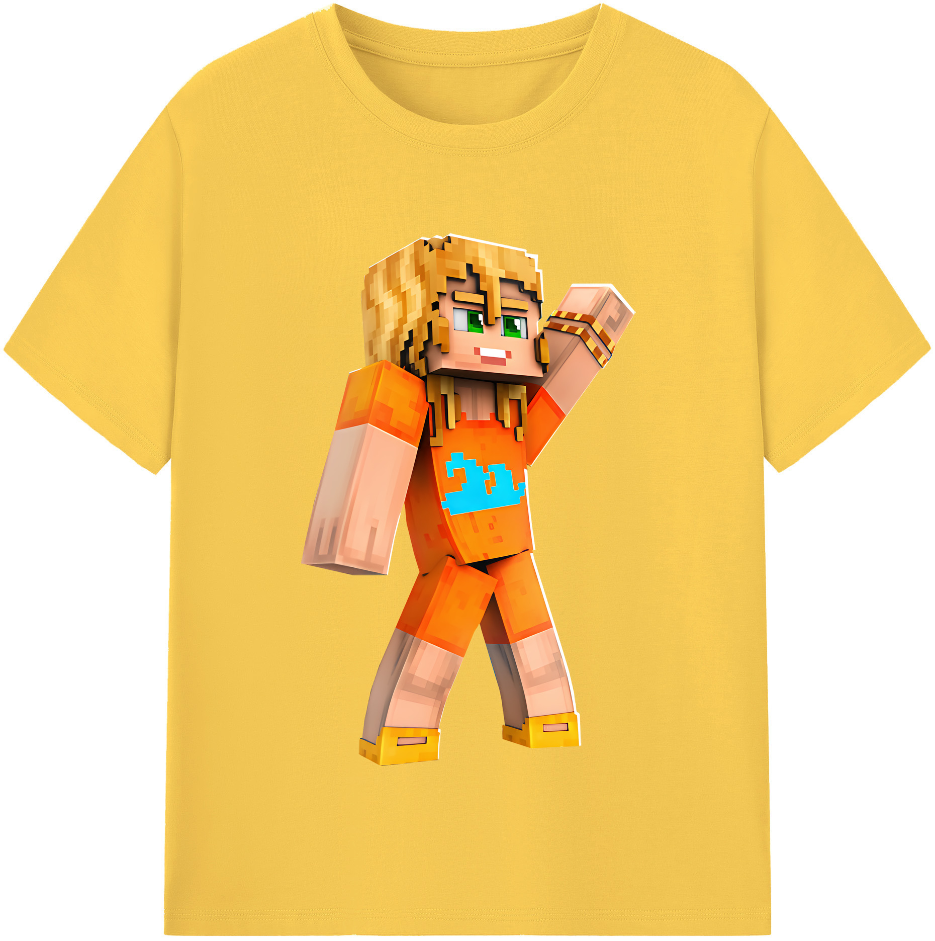 （画像用） マインクラフト ブロックの世界 Minecraft MC Block world 綿100％半袖Tシャツ（フロントプリント）