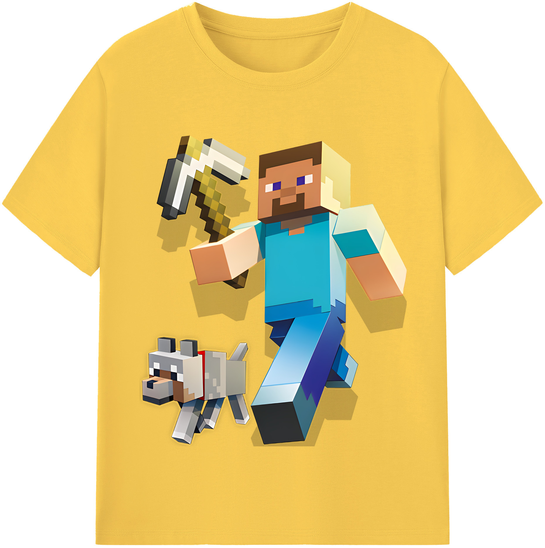 （画像用） マインクラフト ブロックの世界 Minecraft MC Block world 綿100％半袖Tシャツ（フロントプリント）