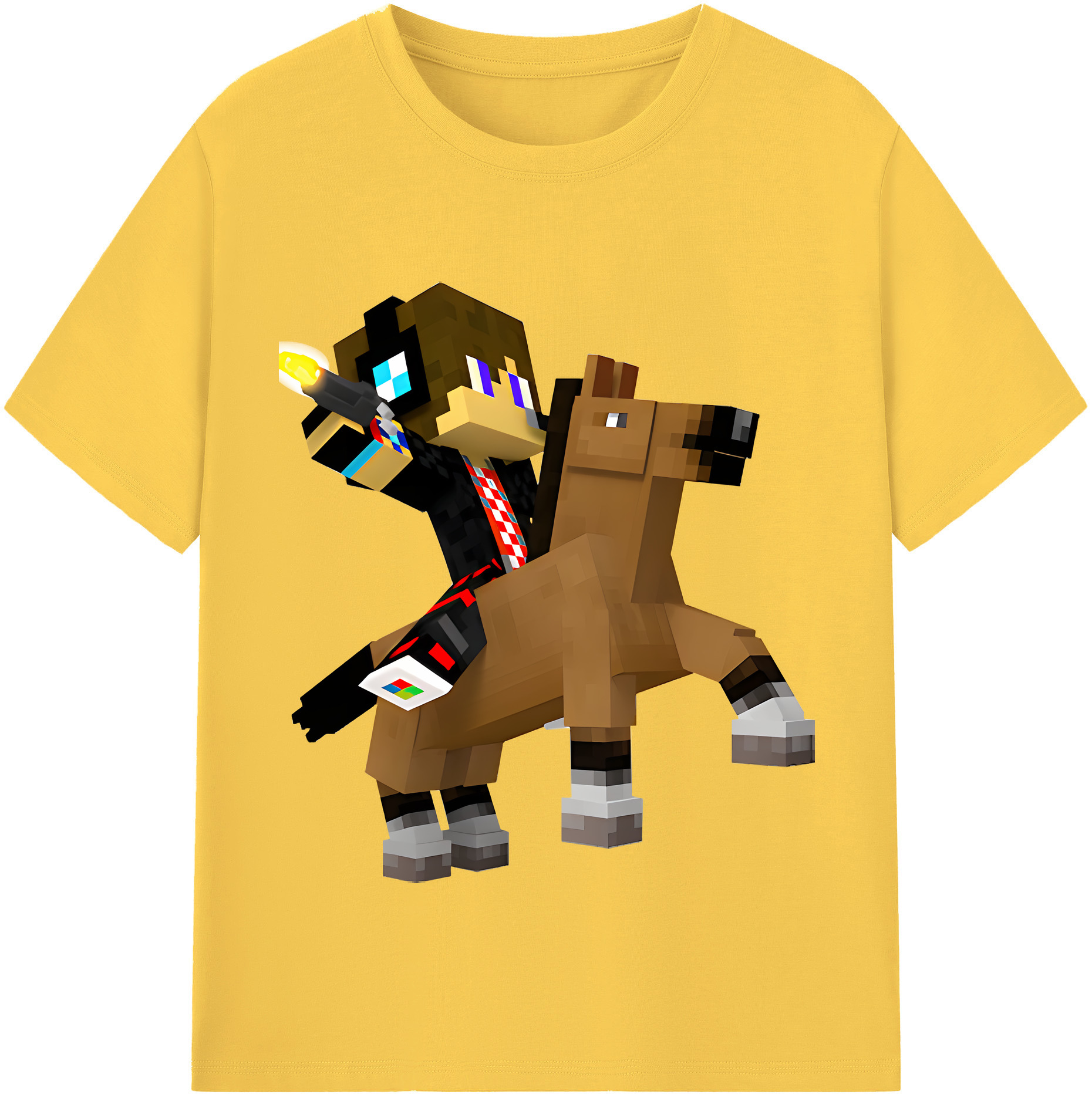 （画像用） マインクラフト ブロックの世界 Minecraft MC Block world 綿100％半袖Tシャツ（フロントプリント）