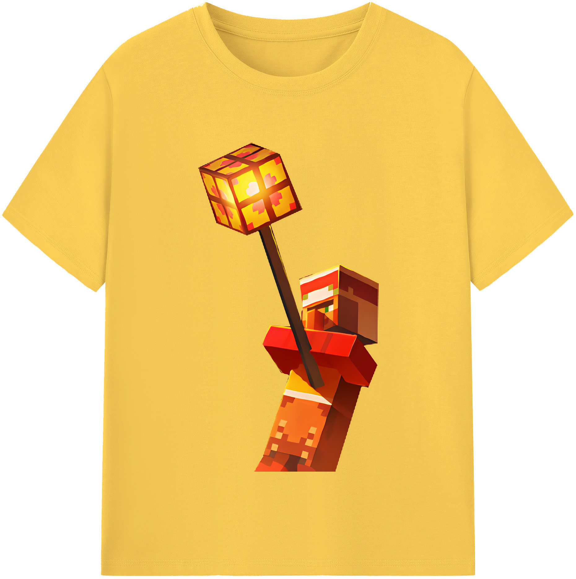 （画像用） マインクラフト ブロックの世界 Minecraft MC Block world 綿100％半袖Tシャツ（フロントプリント）