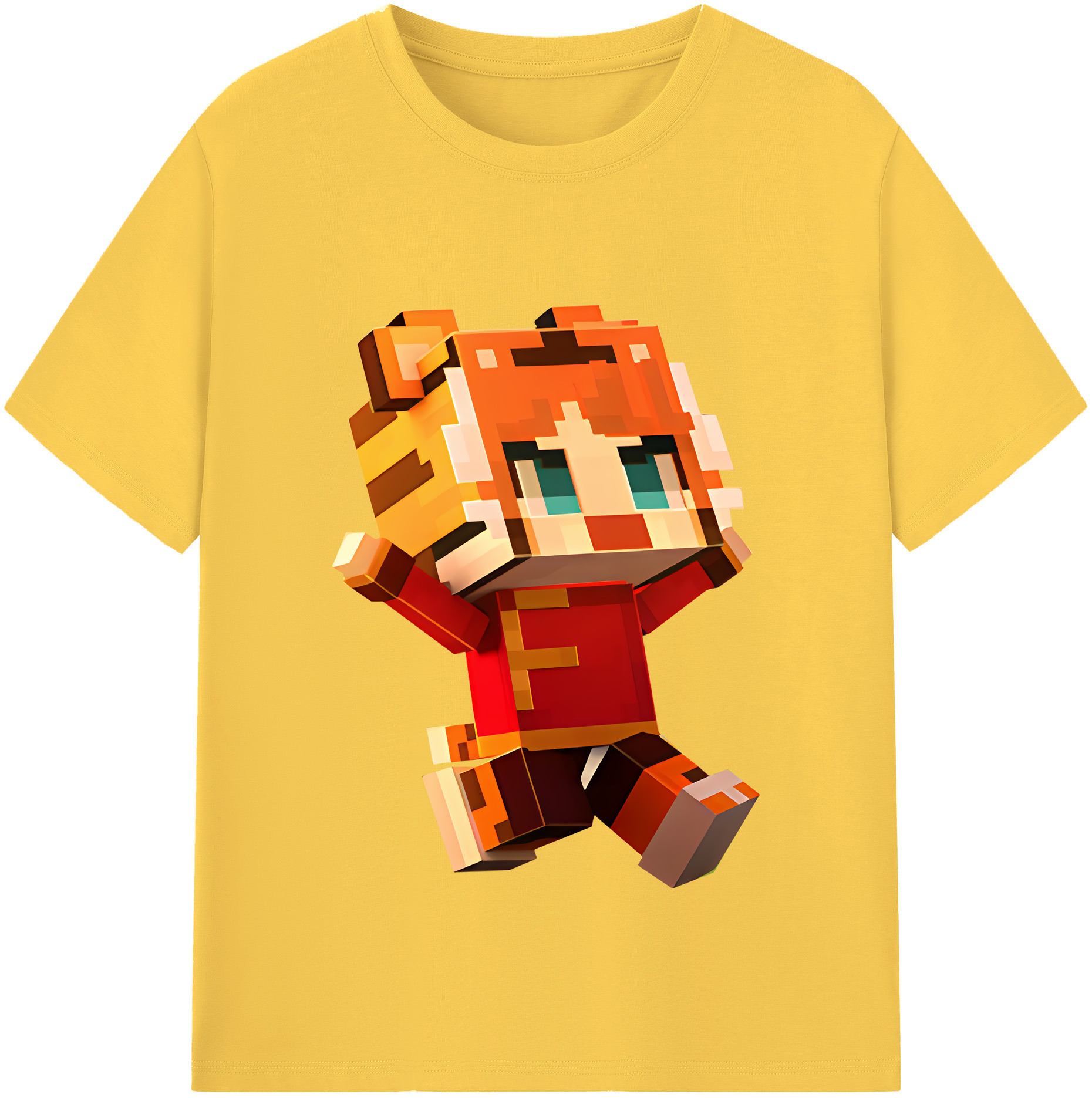 （画像用） マインクラフト ブロックの世界 Minecraft MC Block world 綿100％半袖Tシャツ（フロントプリント）