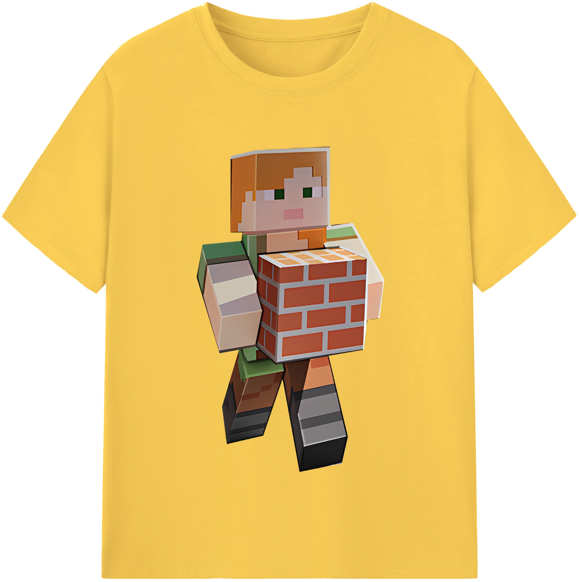 （画像用） マインクラフト ブロックの世界 Minecraft MC Block world 綿100％半袖Tシャツ（フロントプリント）