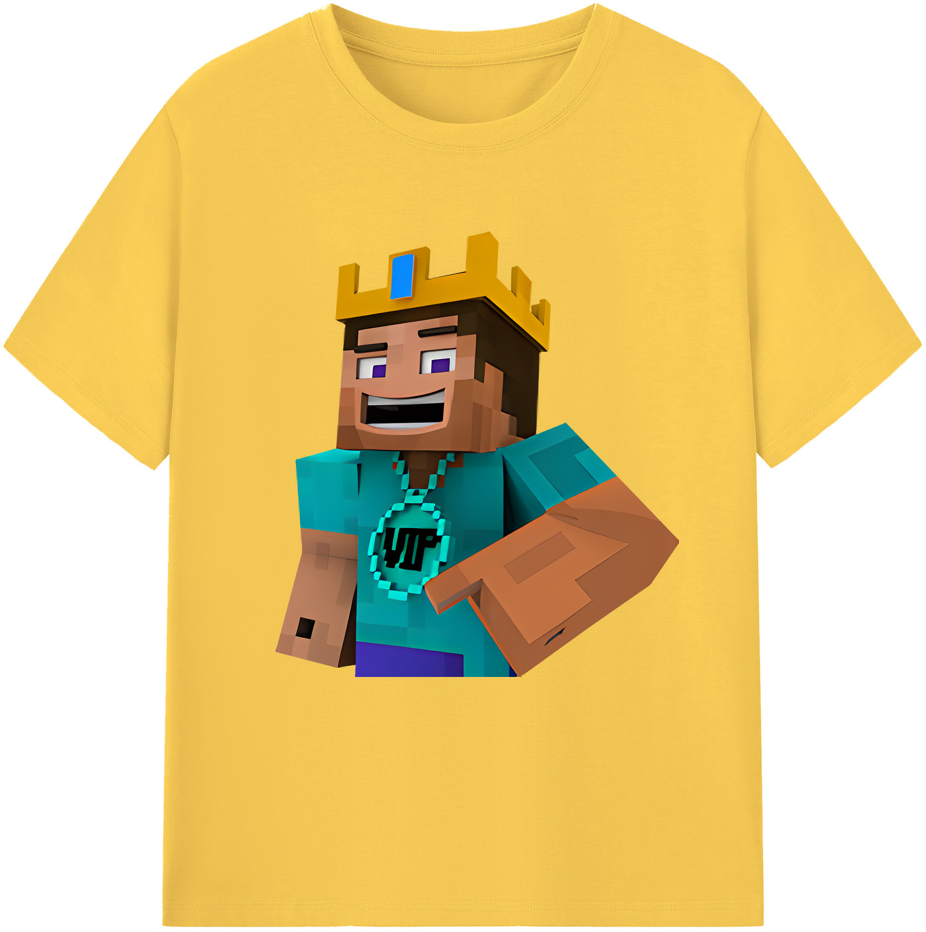 （画像用） マインクラフト ブロックの世界 Minecraft MC Block world 綿100％半袖Tシャツ（フロントプリント）
