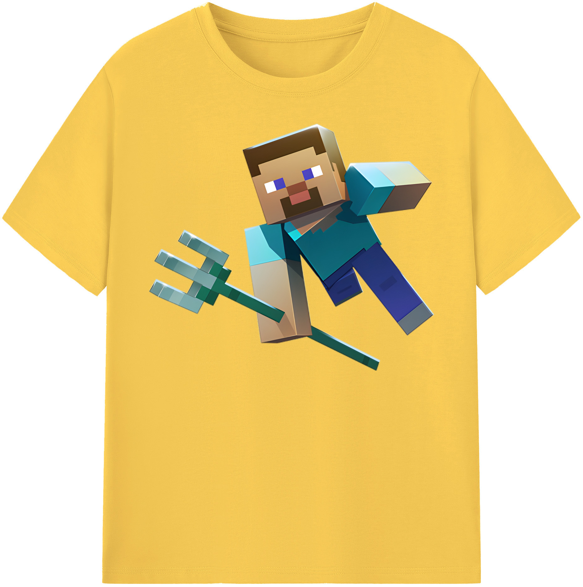 （画像用） マインクラフト ブロックの世界 Minecraft MC Block world 綿100％半袖Tシャツ（フロントプリント）