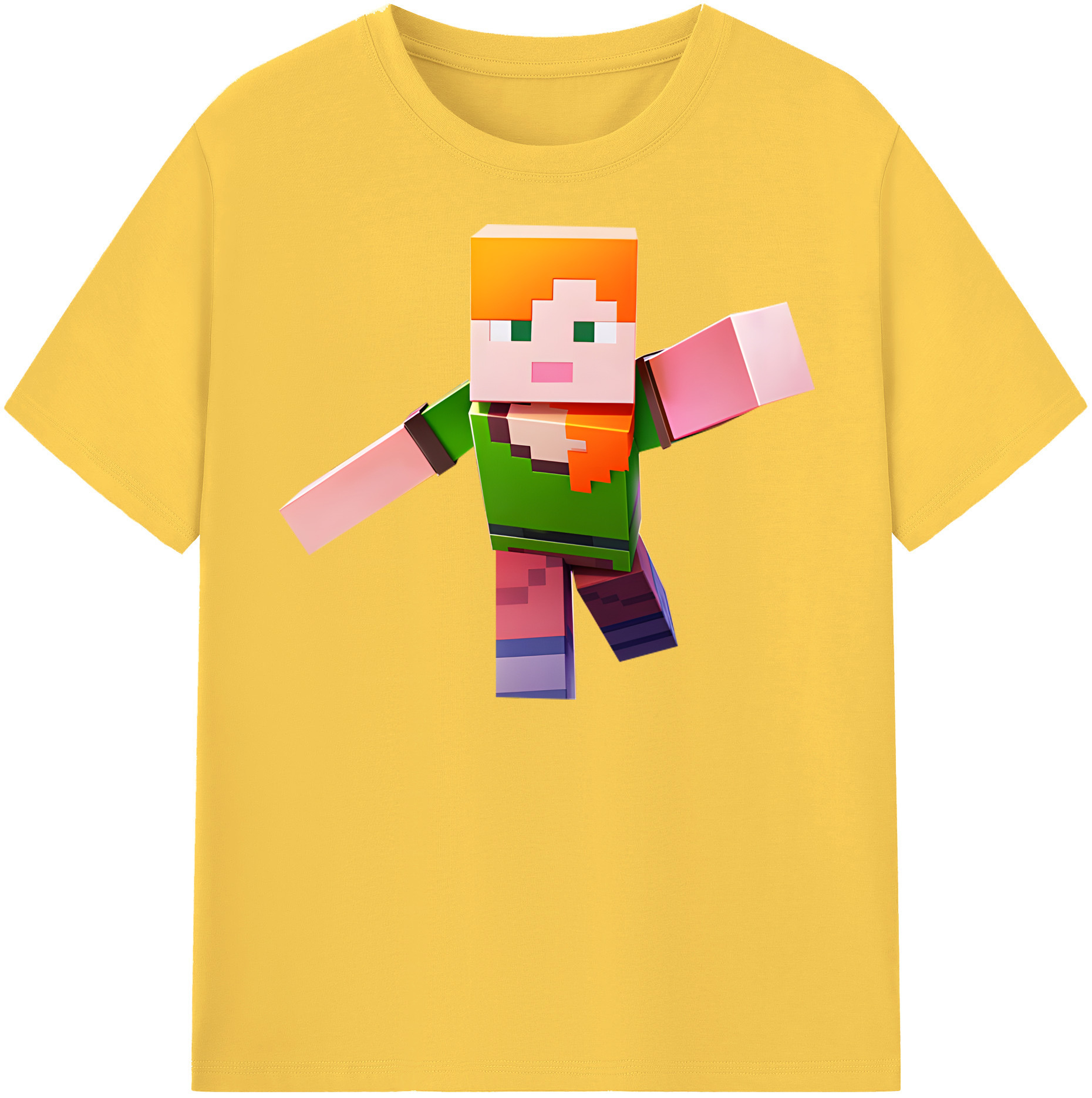 （画像用） マインクラフト ブロックの世界 Minecraft MC Block world 綿100％半袖Tシャツ（フロントプリント）
