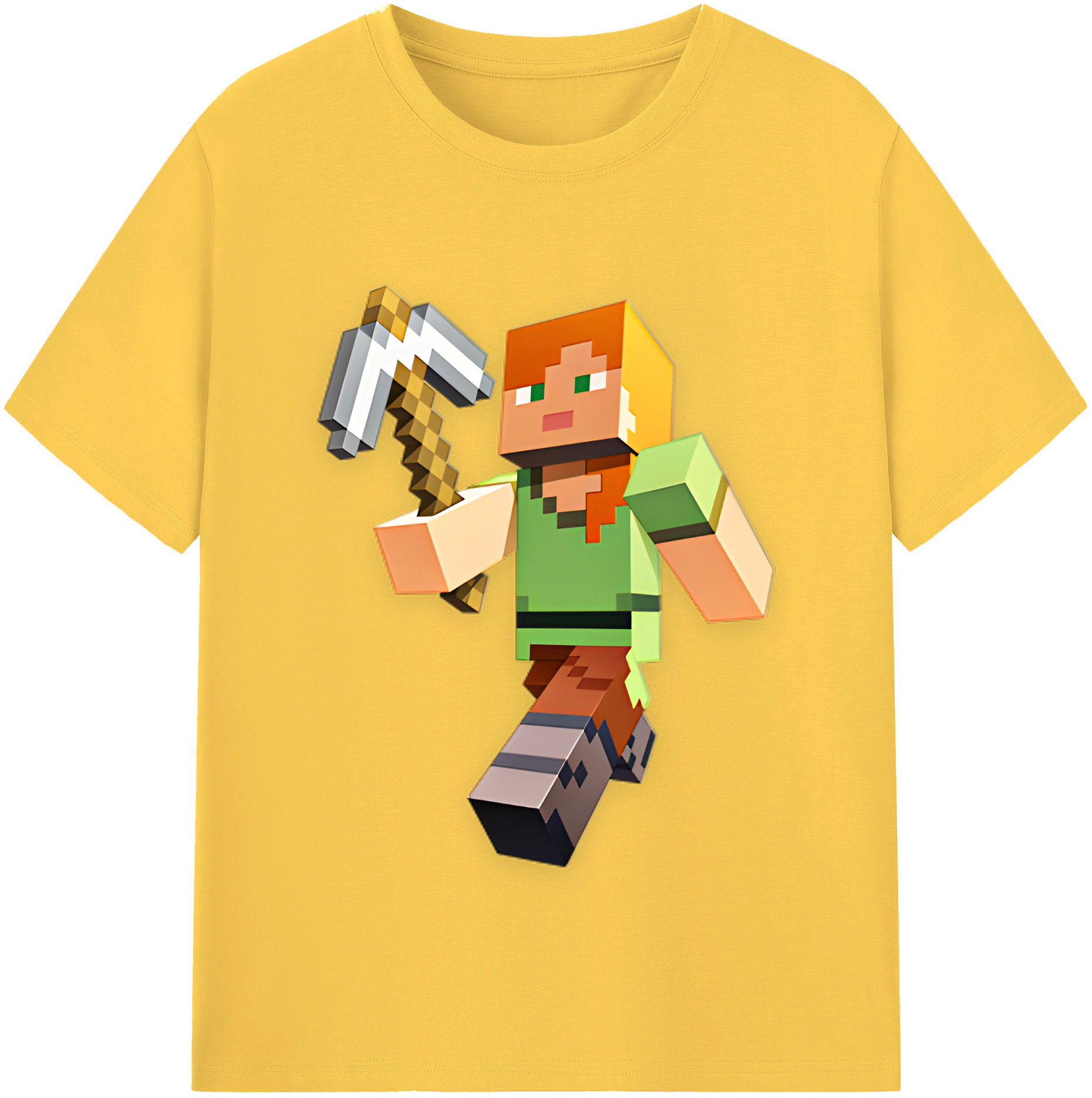 （画像用） マインクラフト ブロックの世界 Minecraft MC Block world 綿100％半袖Tシャツ（フロントプリント）
