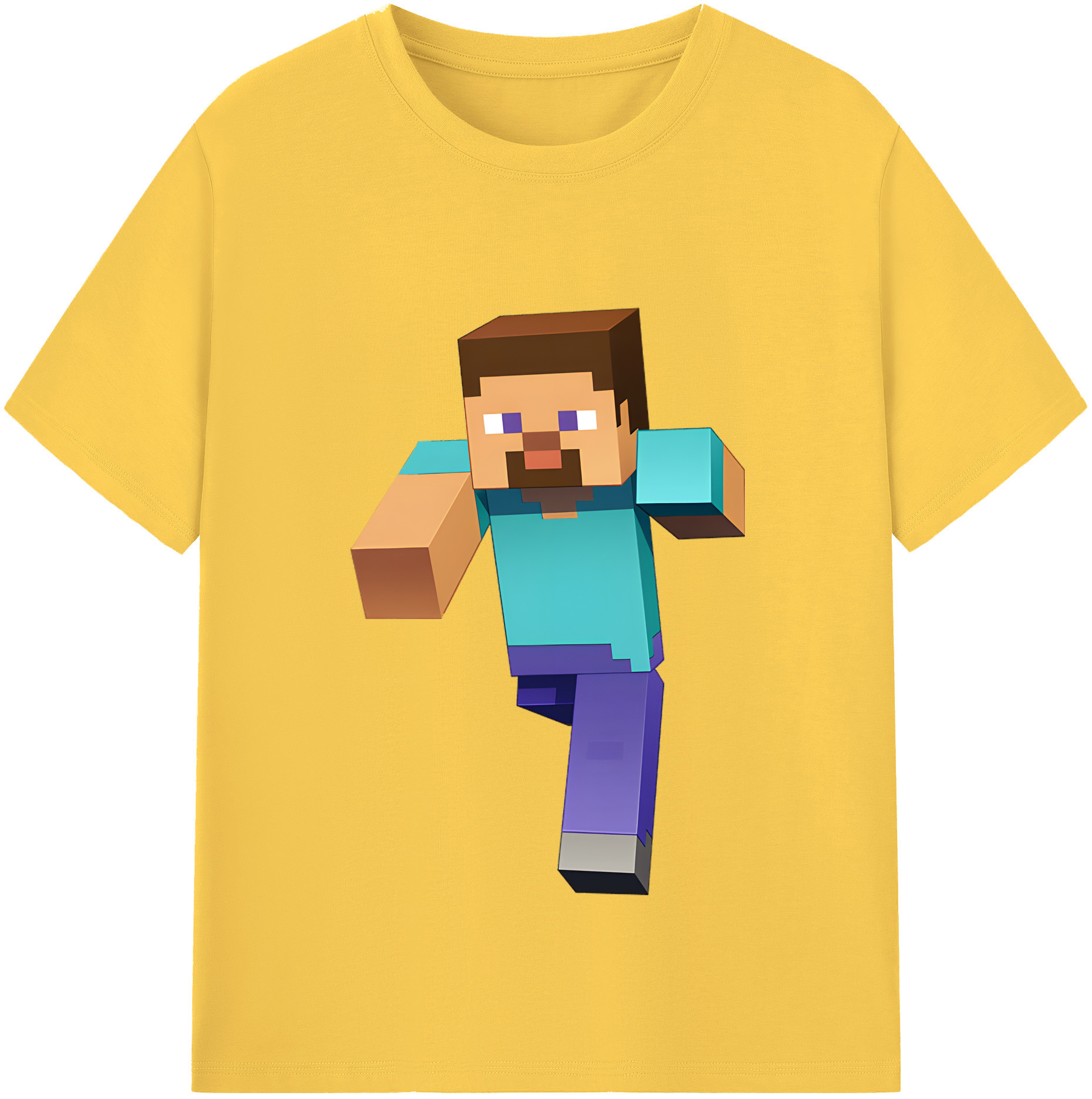 （画像用） マインクラフト ブロックの世界 Minecraft MC Block world 綿100％半袖Tシャツ（フロントプリント）