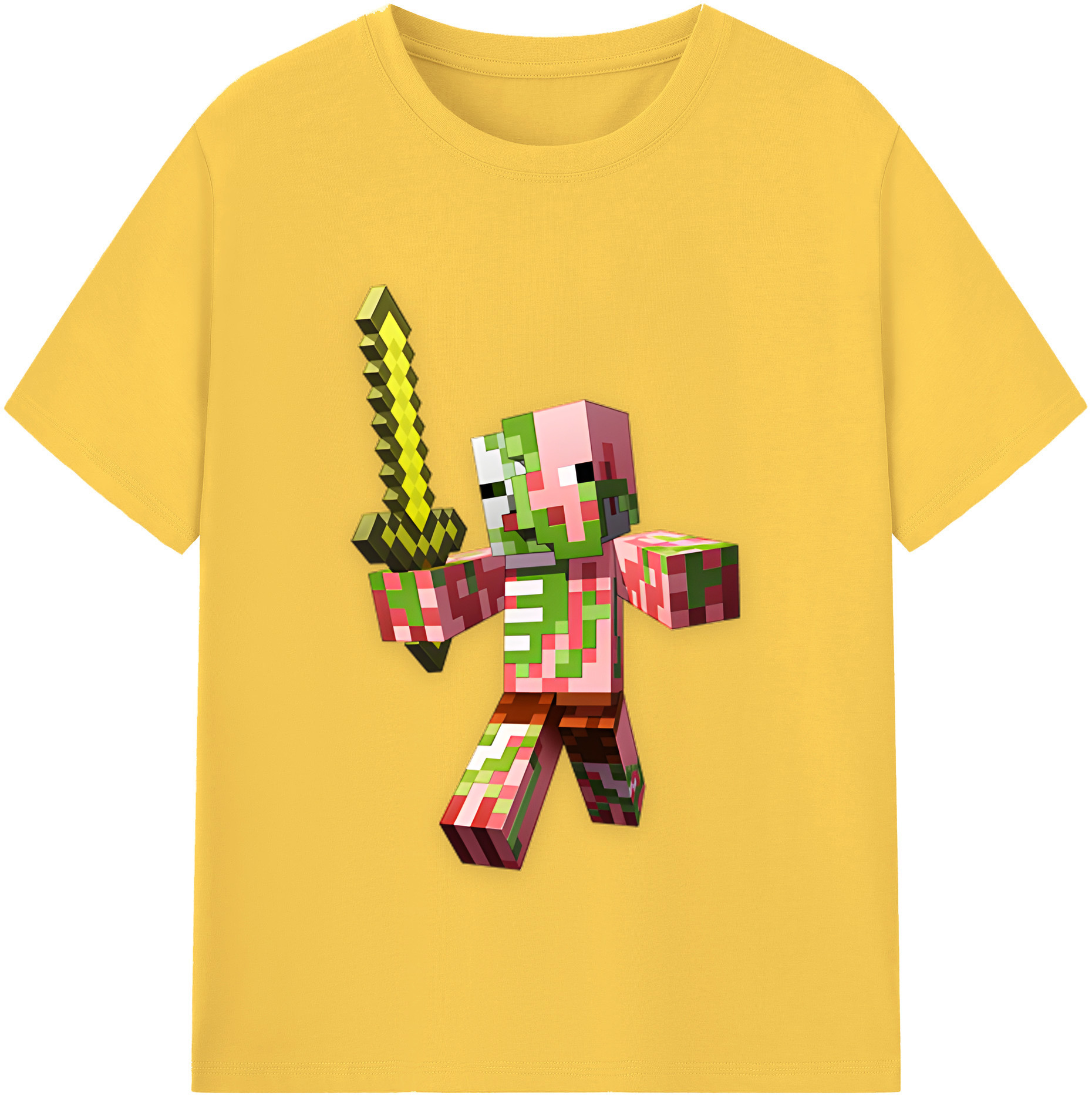 （画像用） マインクラフト ブロックの世界 Minecraft MC Block world 綿100％半袖Tシャツ（フロントプリント）