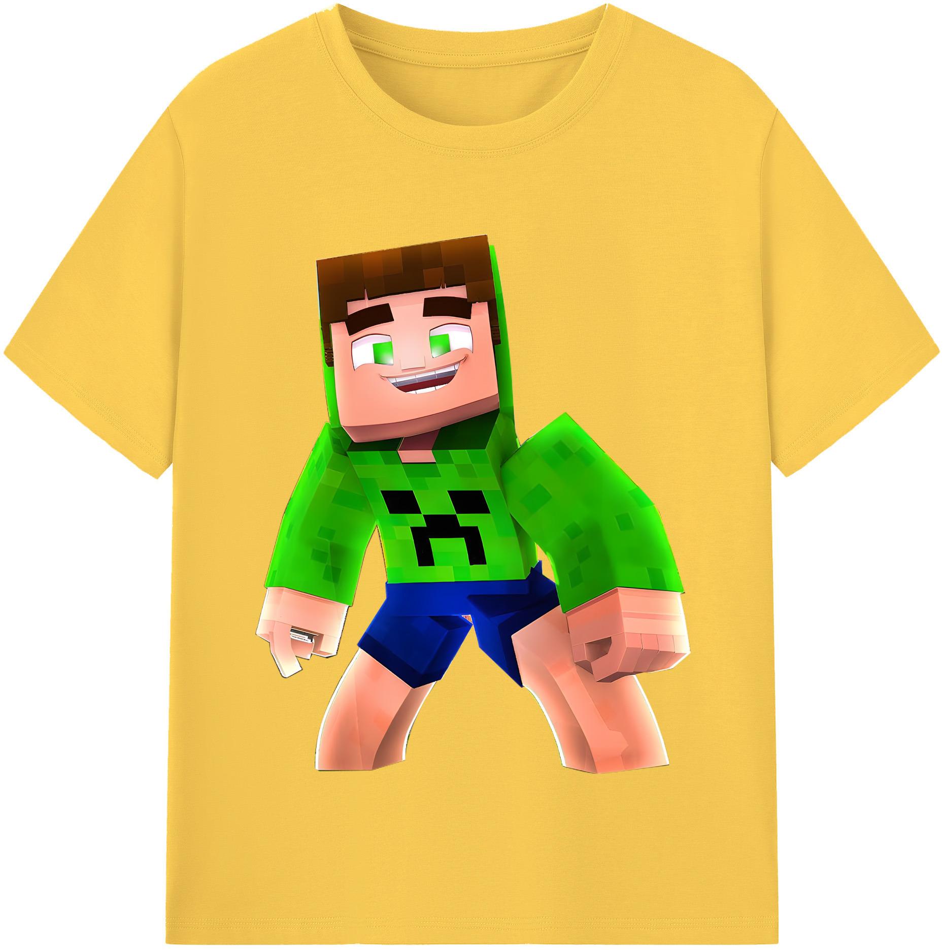 （画像用） マインクラフト ブロックの世界 Minecraft MC Block world 綿100％半袖Tシャツ（フロントプリント）