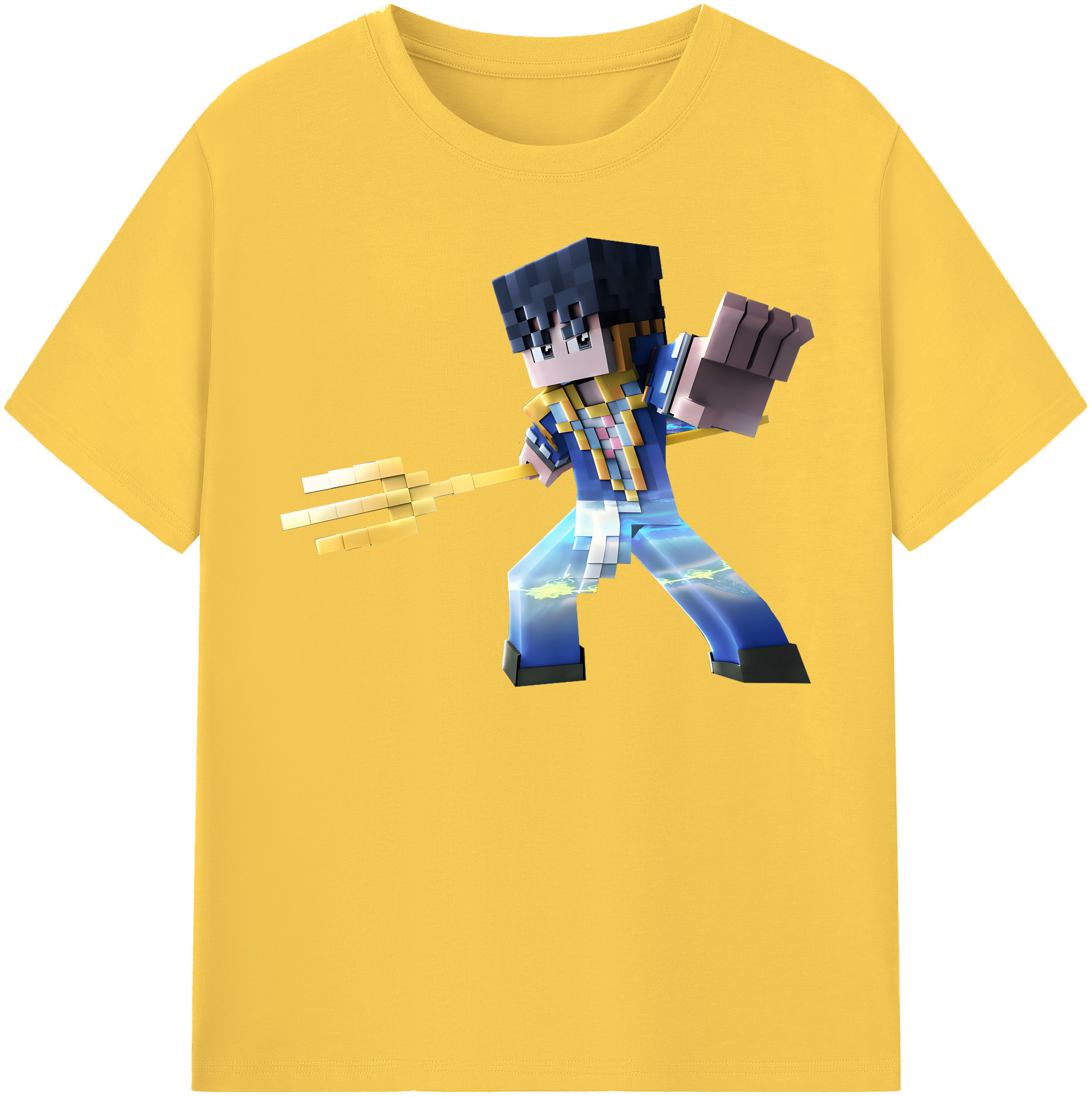 （画像用） マインクラフト ブロックの世界 Minecraft MC Block world 綿100％半袖Tシャツ（フロントプリント）