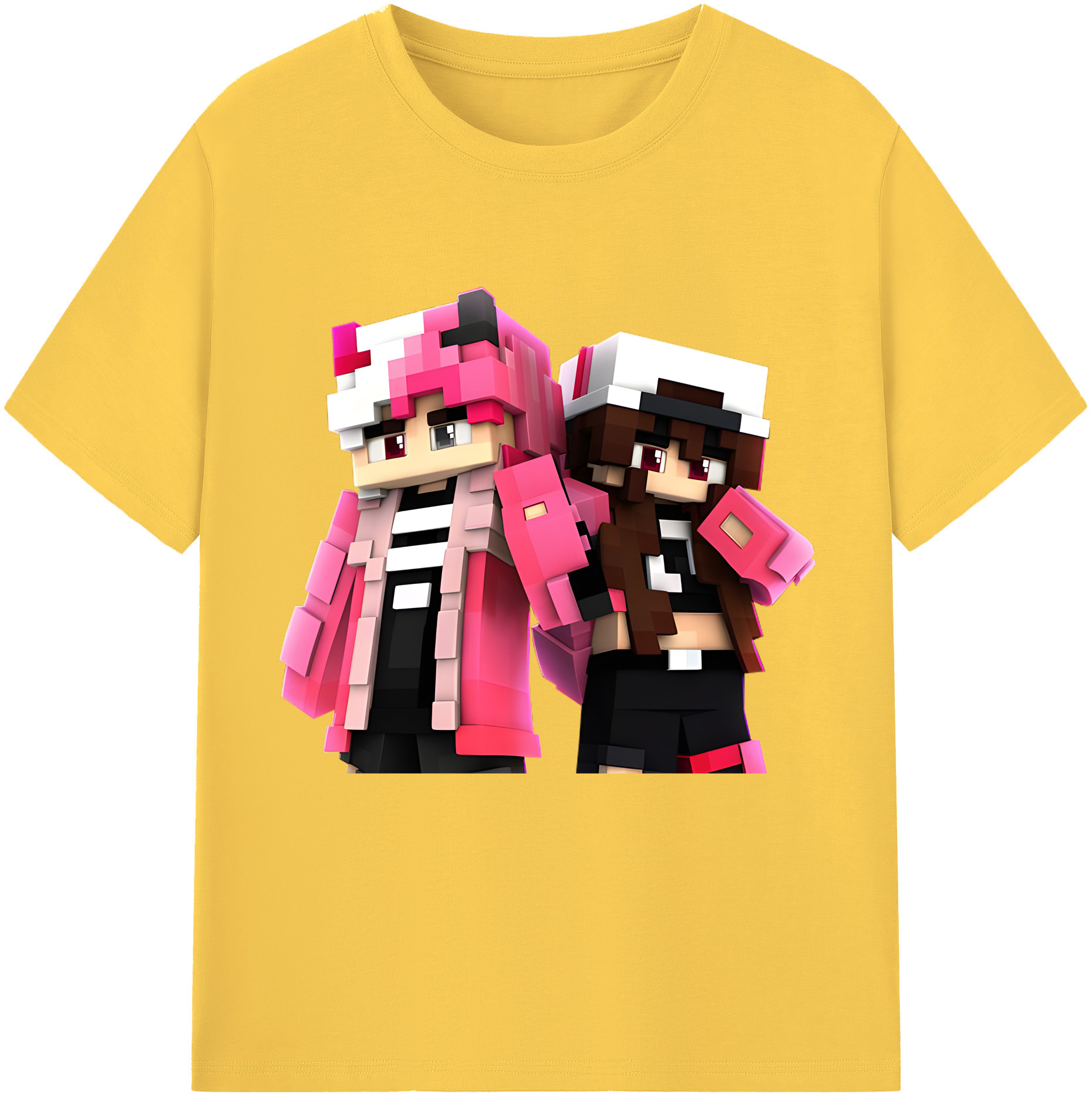 （画像用） マインクラフト ブロックの世界 Minecraft MC Block world 綿100％半袖Tシャツ（フロントプリント）