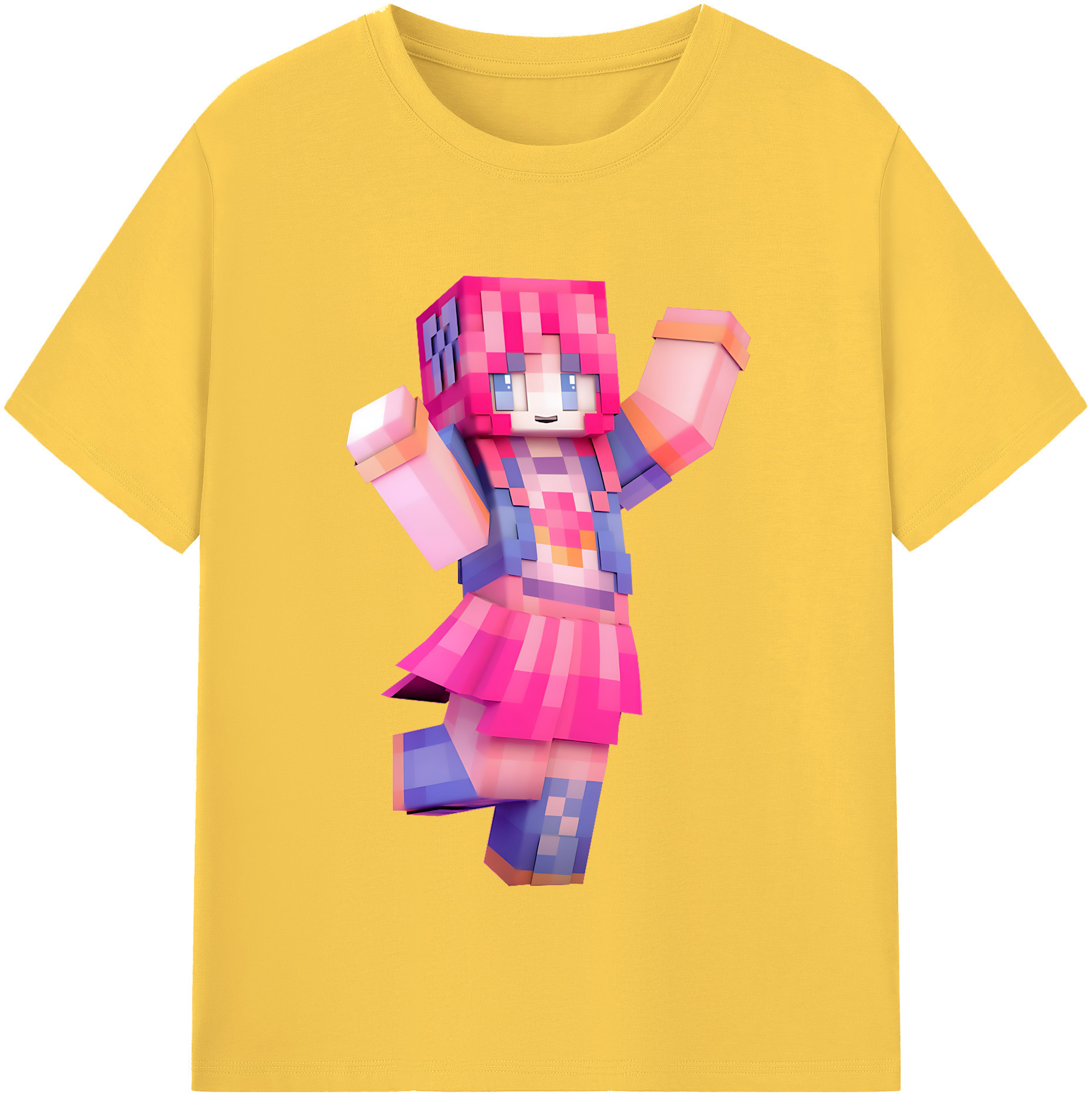 （画像用） マインクラフト ブロックの世界 Minecraft MC Block world 綿100％半袖Tシャツ（フロントプリント）