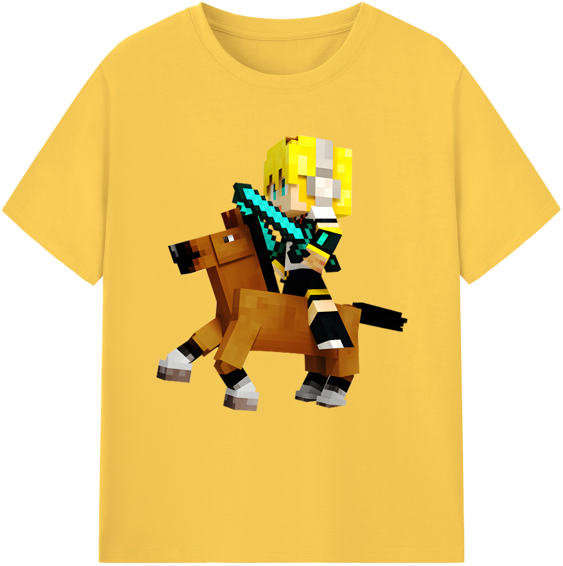 （画像用） マインクラフト ブロックの世界 Minecraft MC Block world 綿100％半袖Tシャツ（フロントプリント）