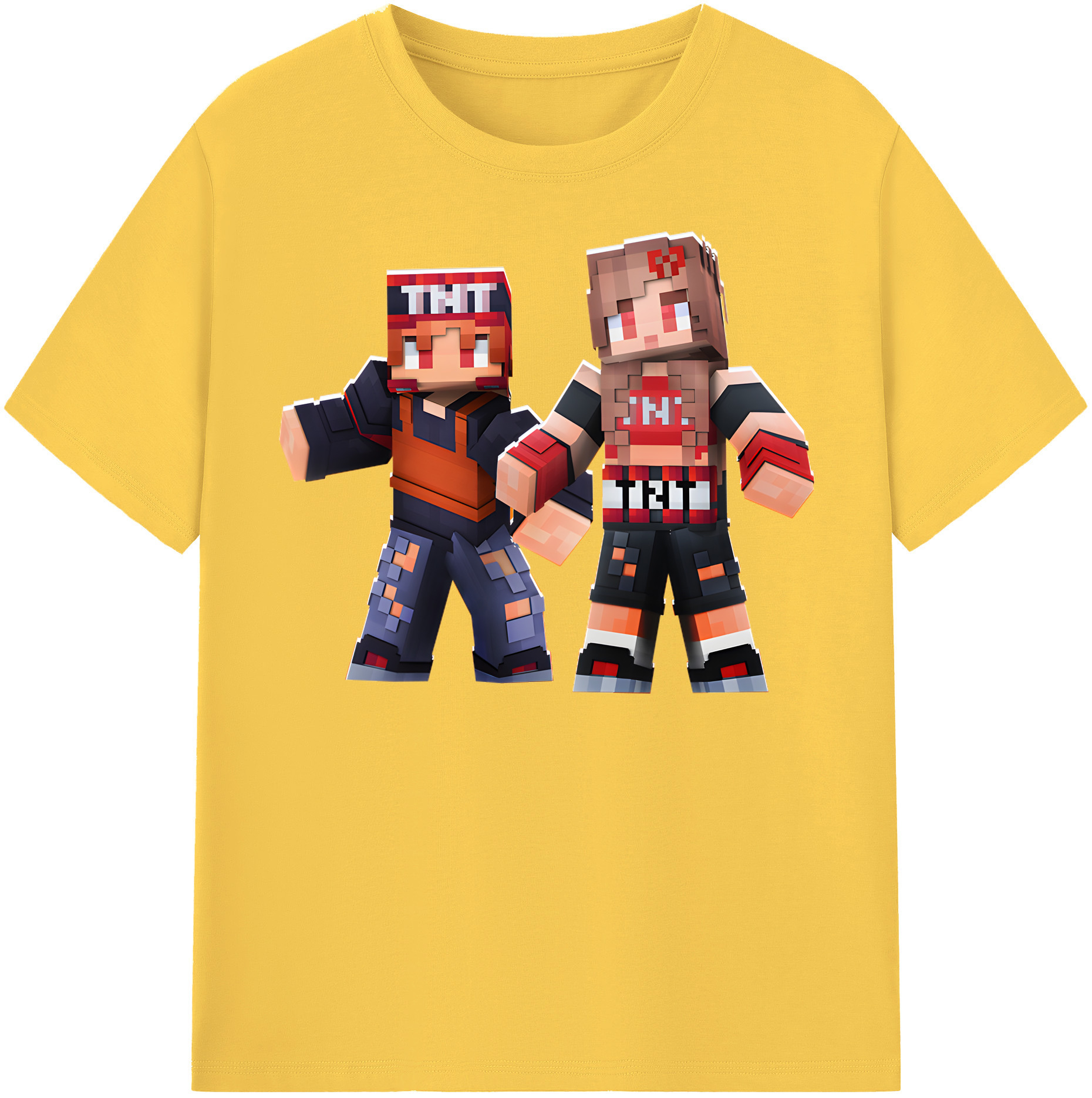 （画像用） マインクラフト ブロックの世界 Minecraft MC Block world 綿100％半袖Tシャツ（フロントプリント）