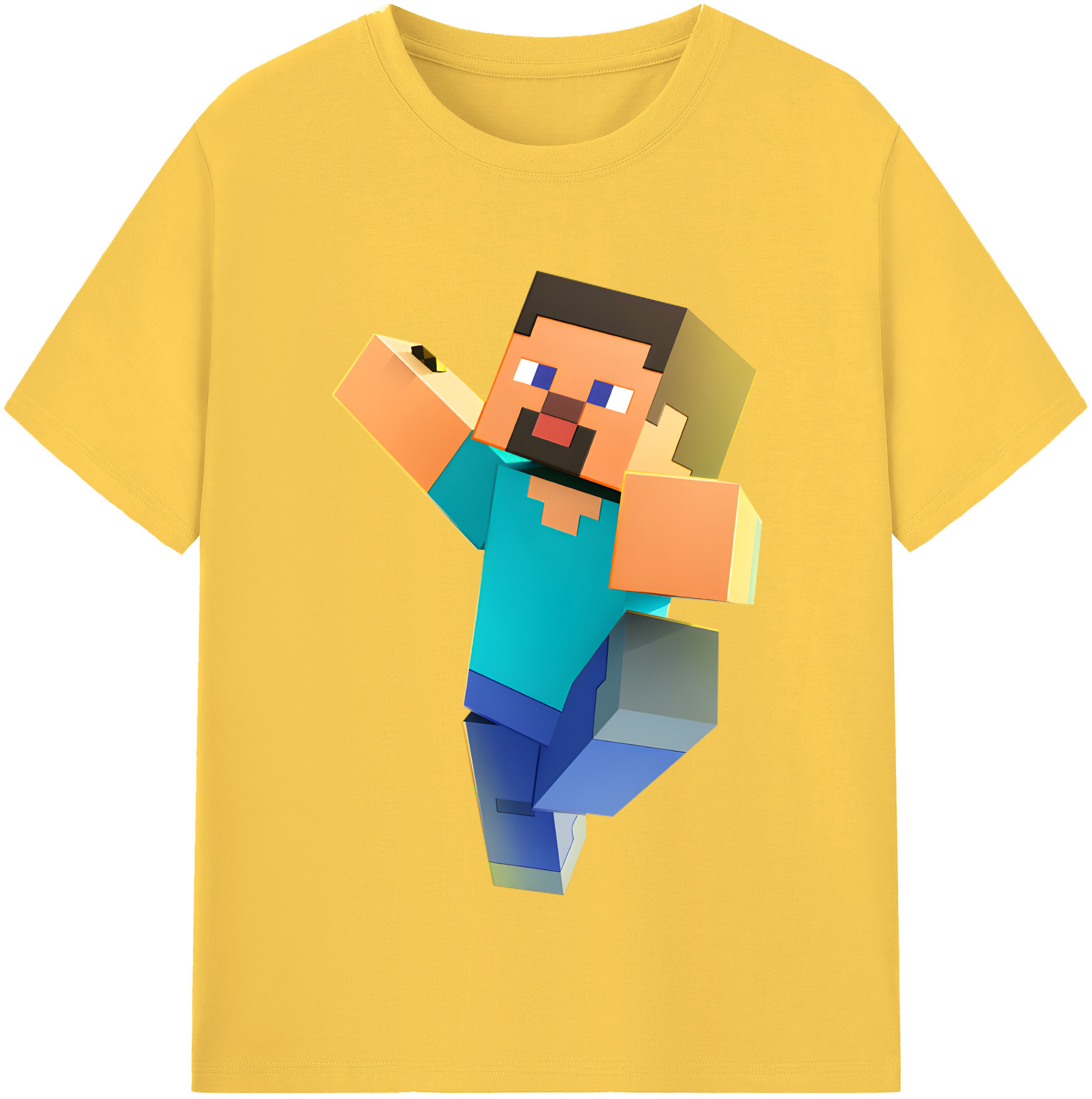（画像用） マインクラフト ブロックの世界 Minecraft MC Block world 綿100％半袖Tシャツ（フロントプリント）