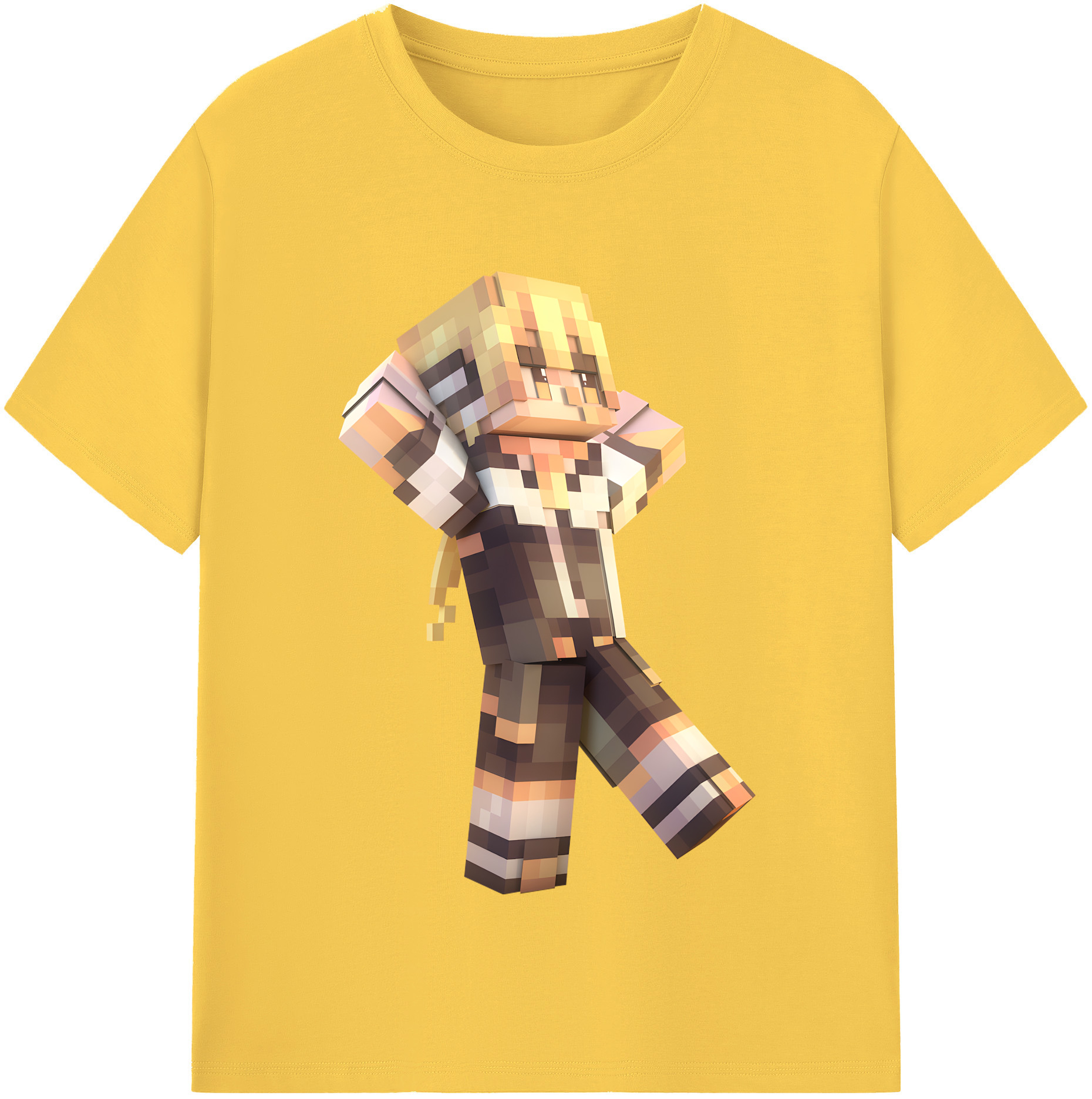 （画像用） マインクラフト ブロックの世界 Minecraft MC Block world 綿100％半袖Tシャツ（フロントプリント）
