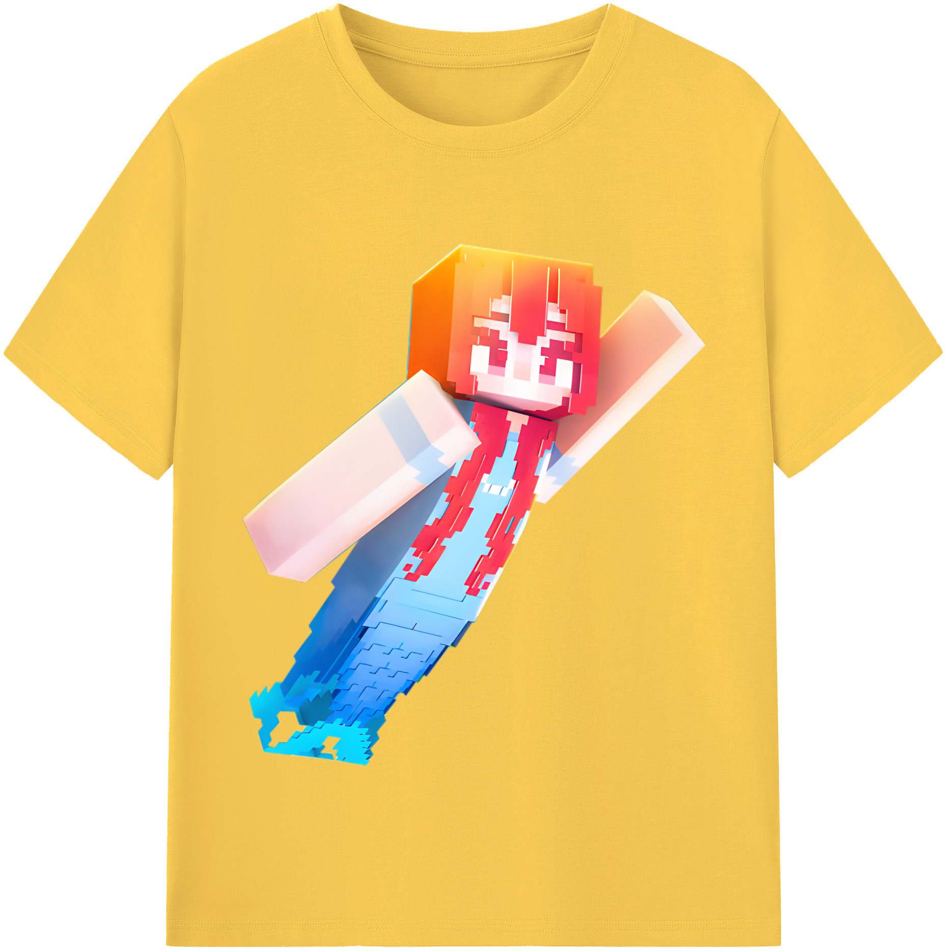 （画像用） マインクラフト ブロックの世界 Minecraft MC Block world 綿100％半袖Tシャツ（フロントプリント）