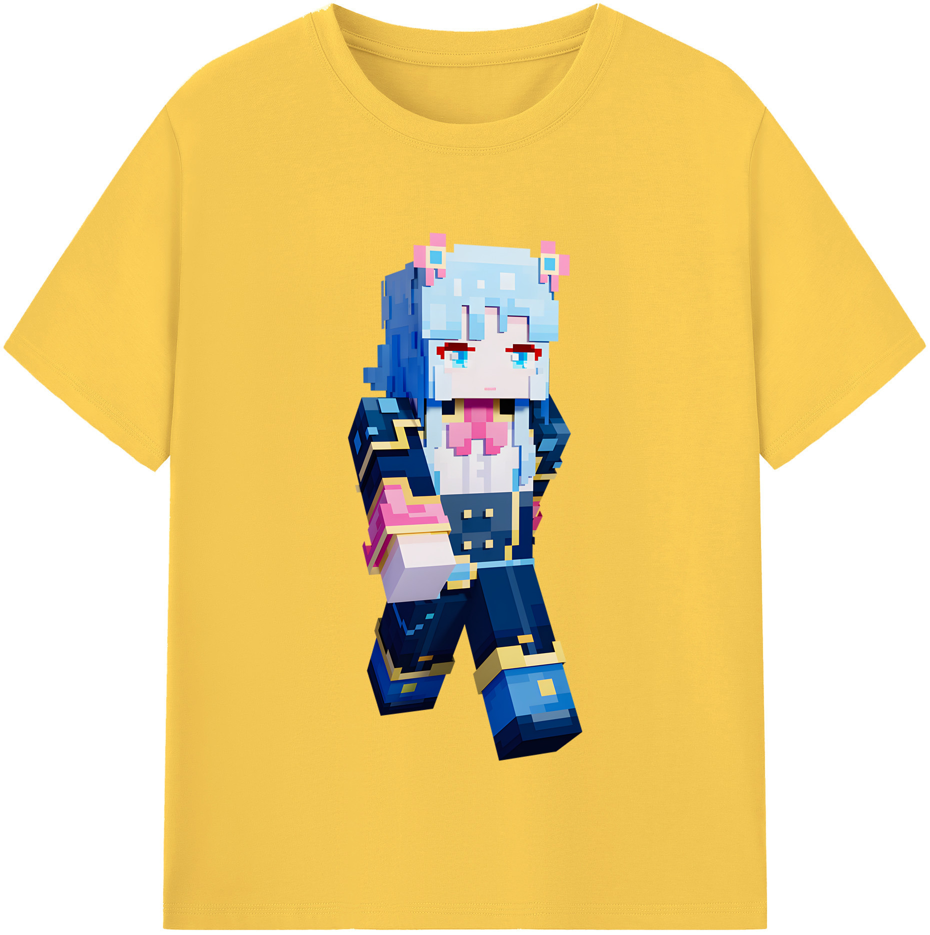 （画像用） マインクラフト ブロックの世界 Minecraft MC Block world 綿100％半袖Tシャツ（フロントプリント）