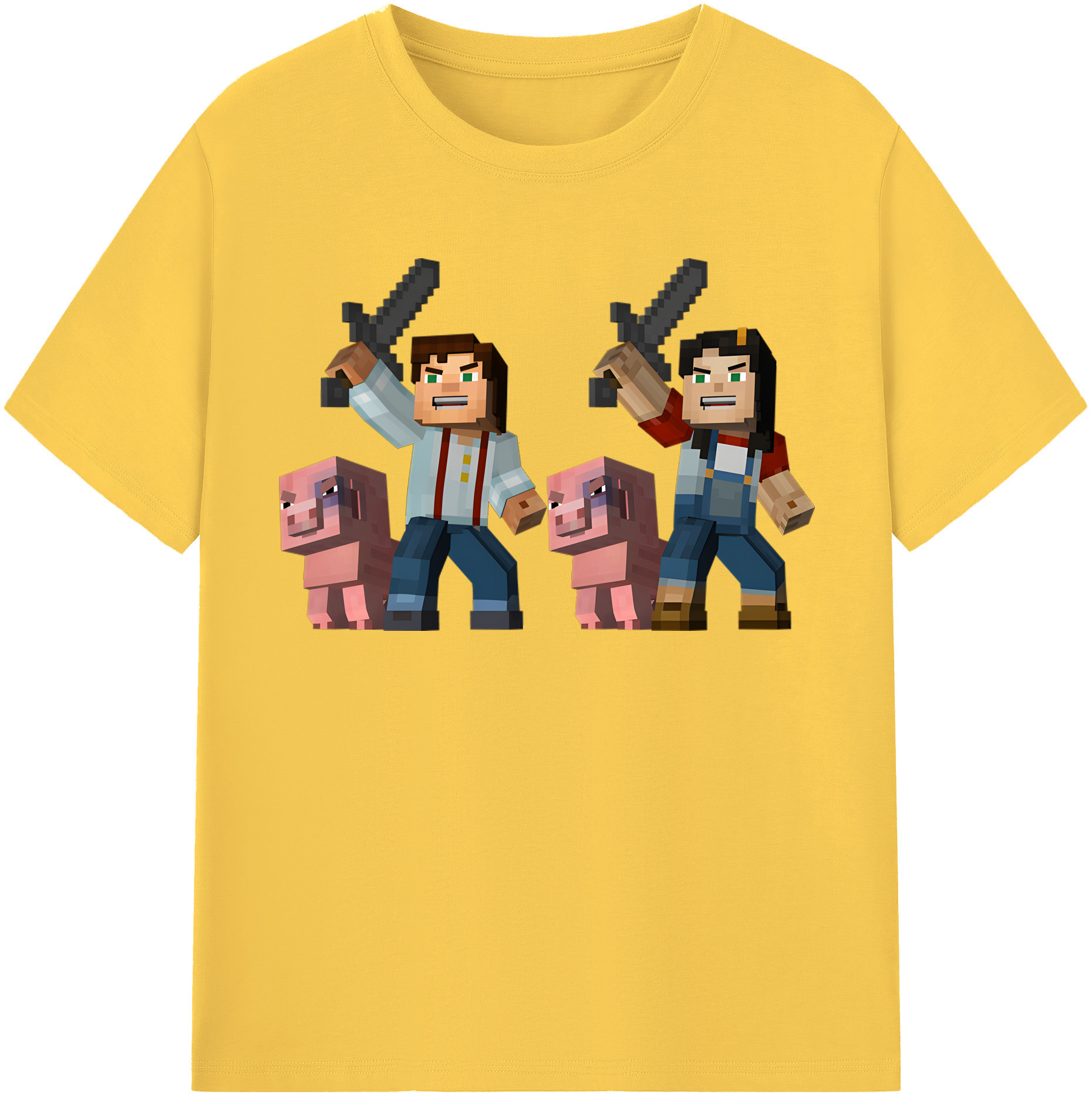 （画像用） マインクラフト ブロックの世界 Minecraft MC Block world 綿100％半袖Tシャツ（フロントプリント）