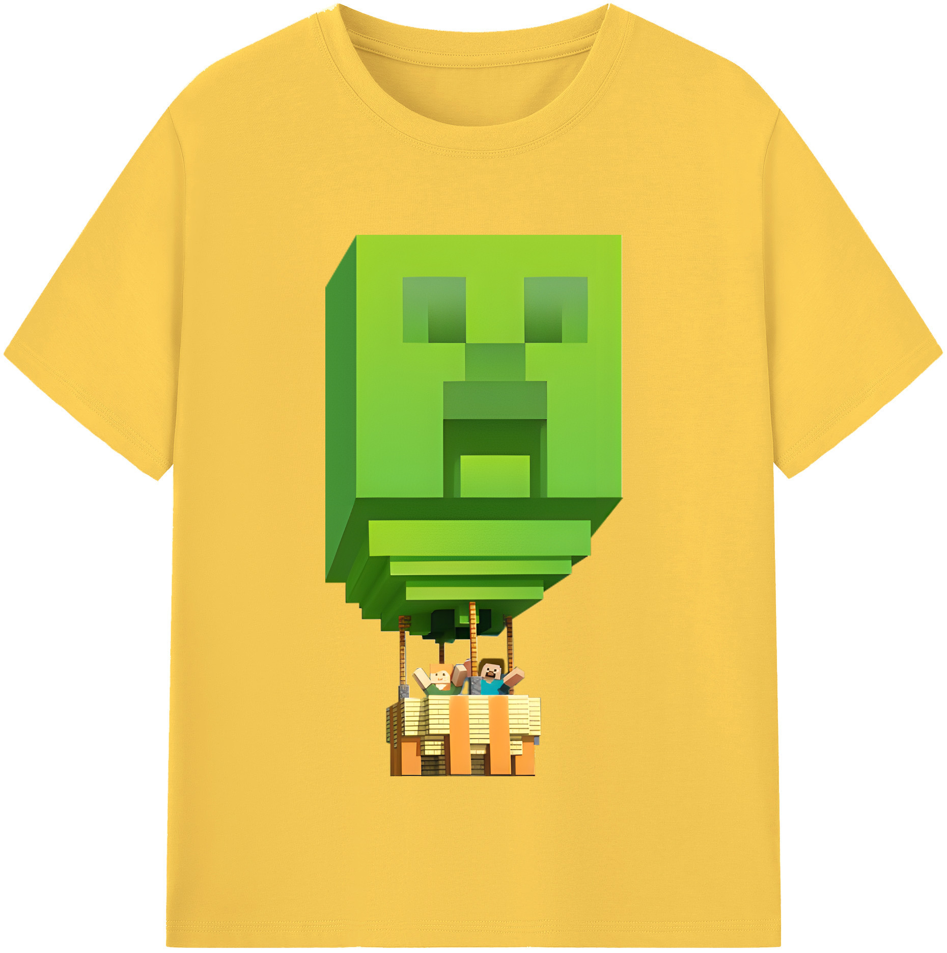 （画像用） マインクラフト ブロックの世界 Minecraft MC Block world 綿100％半袖Tシャツ（フロントプリント）