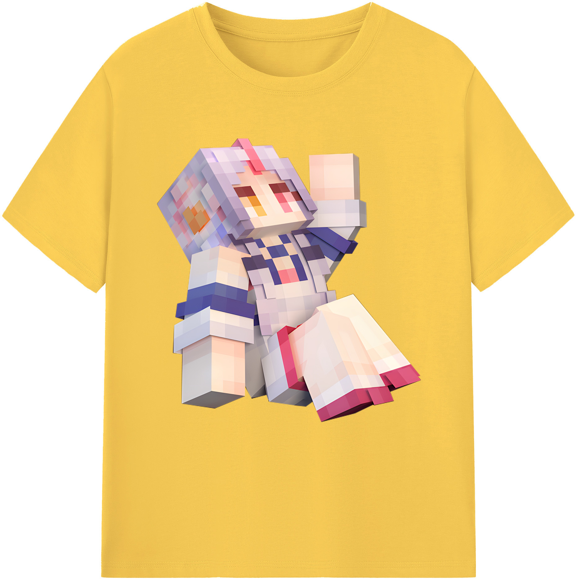 （画像用） マインクラフト ブロックの世界 Minecraft MC Block world 綿100％半袖Tシャツ（フロントプリント）
