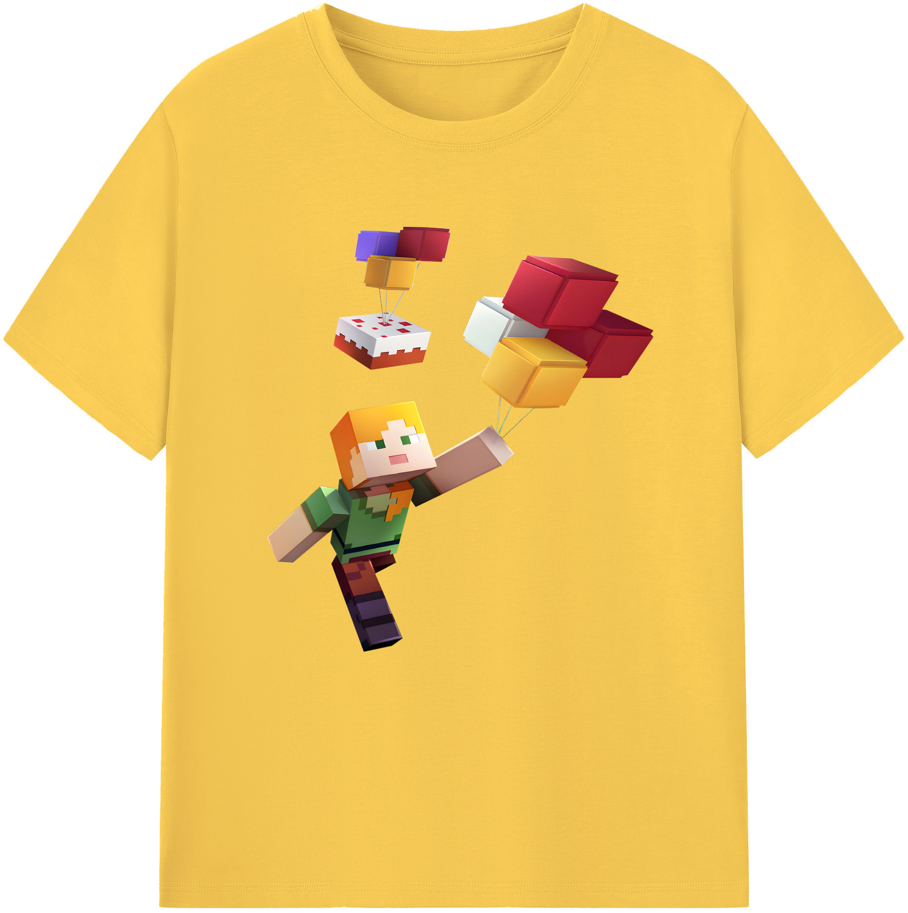 （画像用） マインクラフト ブロックの世界 Minecraft MC Block world 綿100％半袖Tシャツ（フロントプリント）
