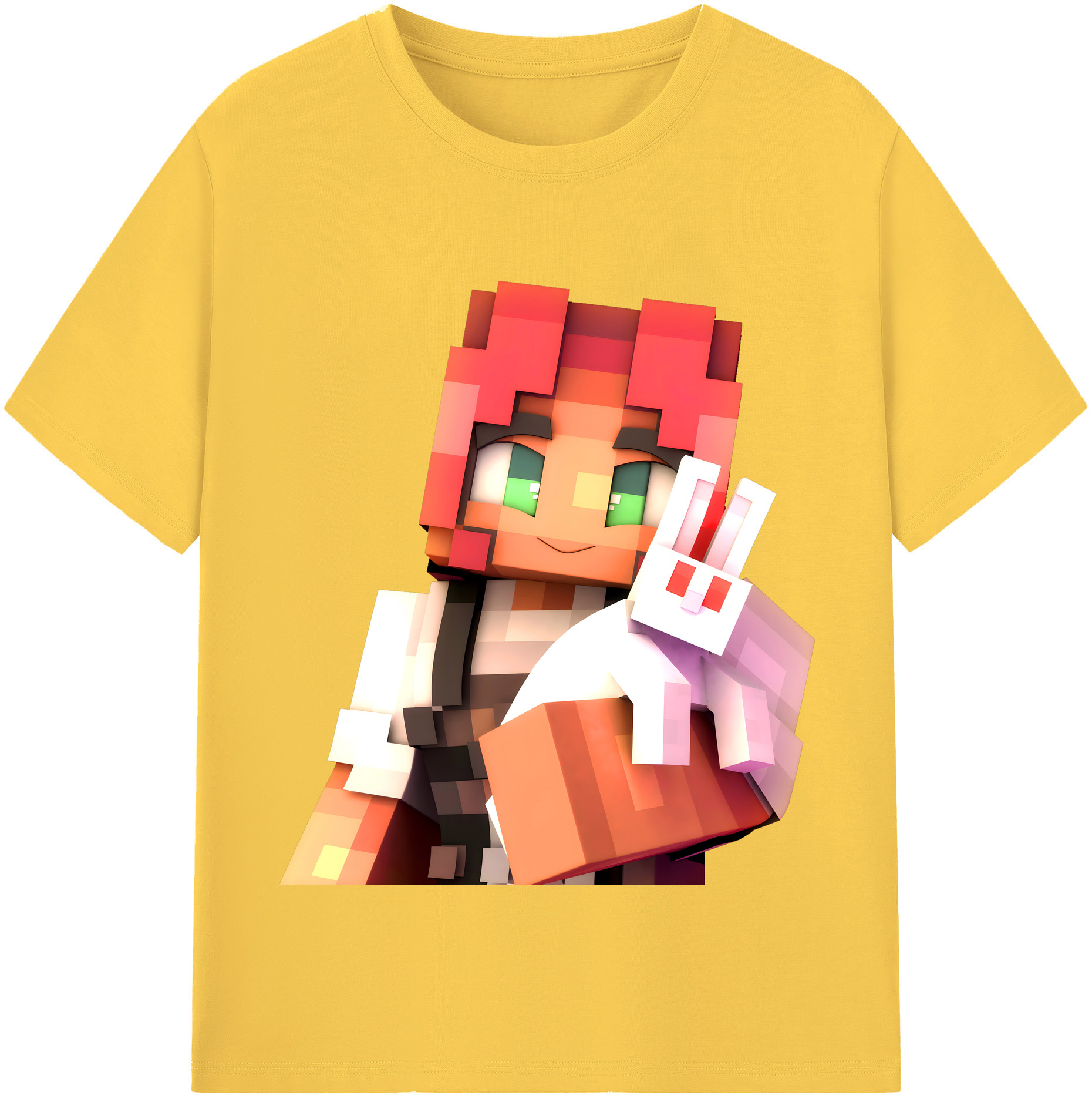 （画像用） マインクラフト ブロックの世界 Minecraft MC Block world 綿100％半袖Tシャツ（フロントプリント）