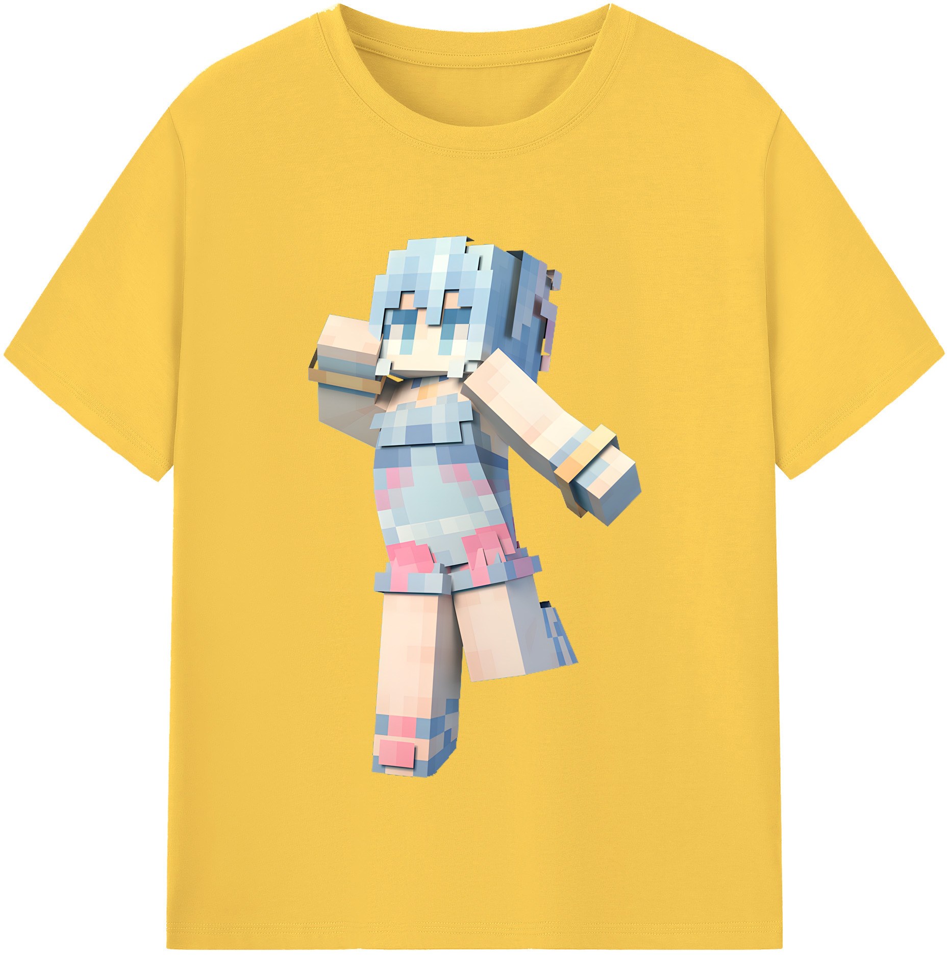 （画像用） マインクラフト ブロックの世界 Minecraft MC Block world 綿100％半袖Tシャツ（フロントプリント）