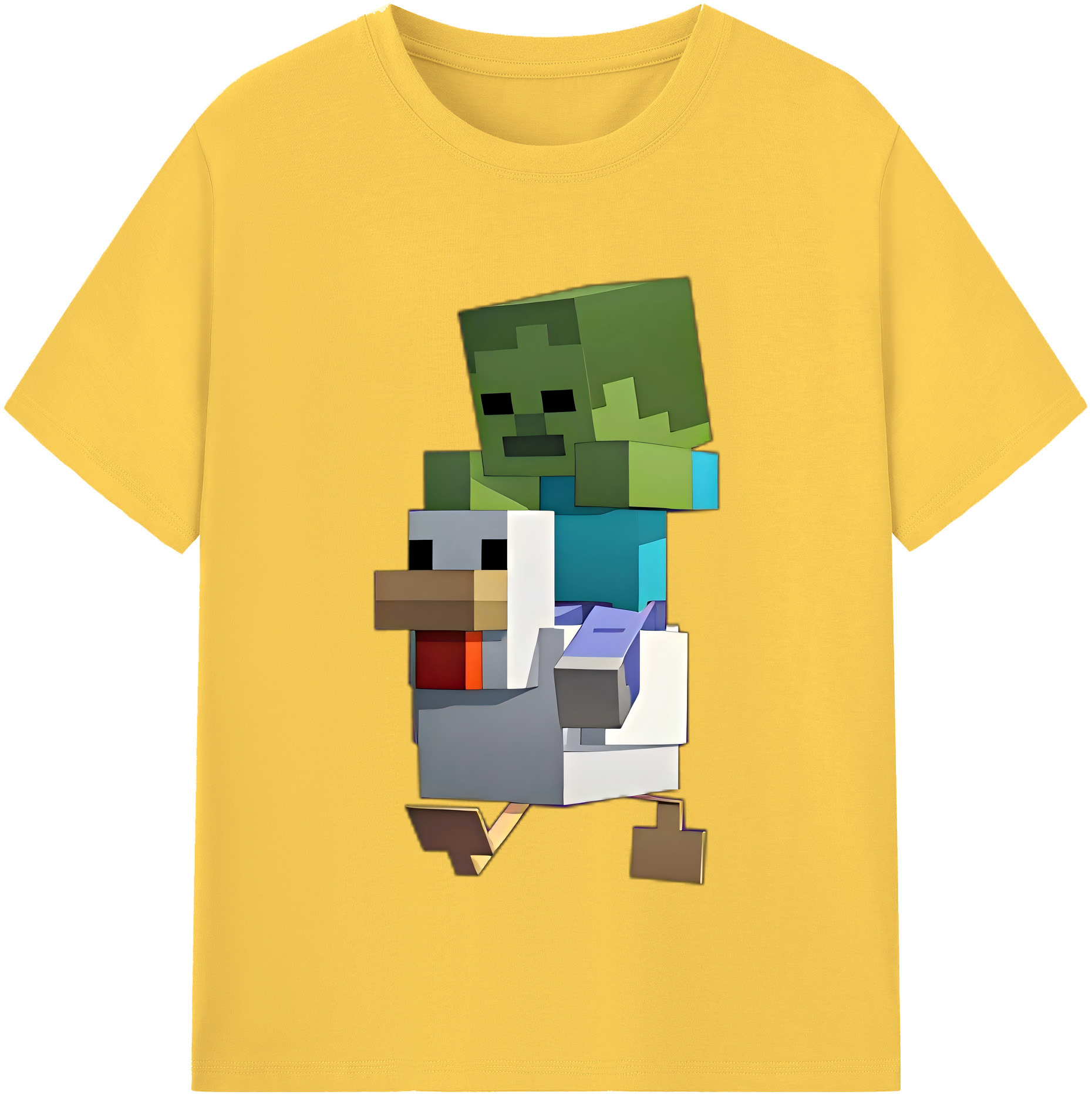 （画像用） マインクラフト ブロックの世界 Minecraft MC Block world 綿100％半袖Tシャツ（フロントプリント）