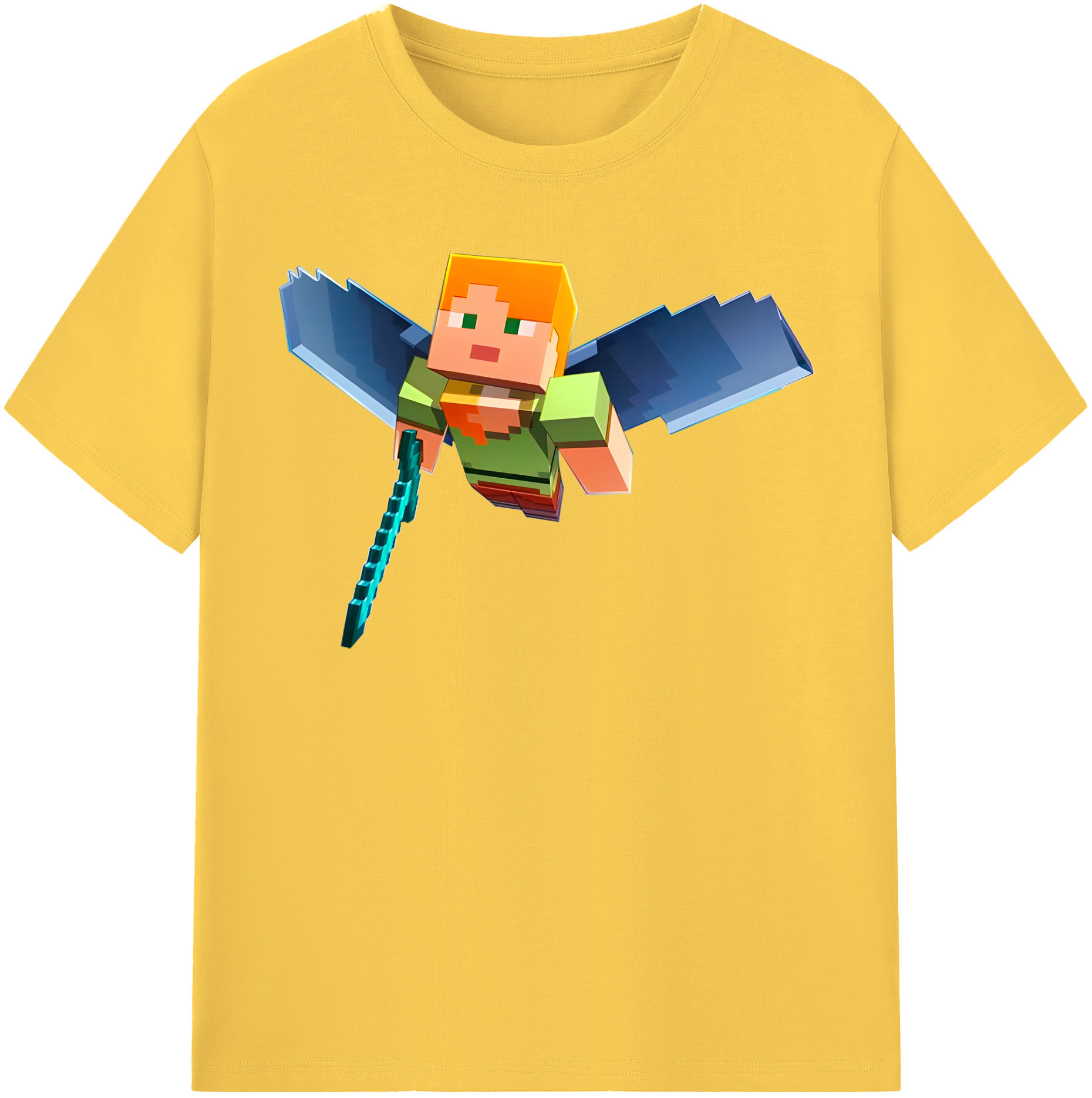 （画像用） マインクラフト ブロックの世界 Minecraft MC Block world 綿100％半袖Tシャツ（フロントプリント）